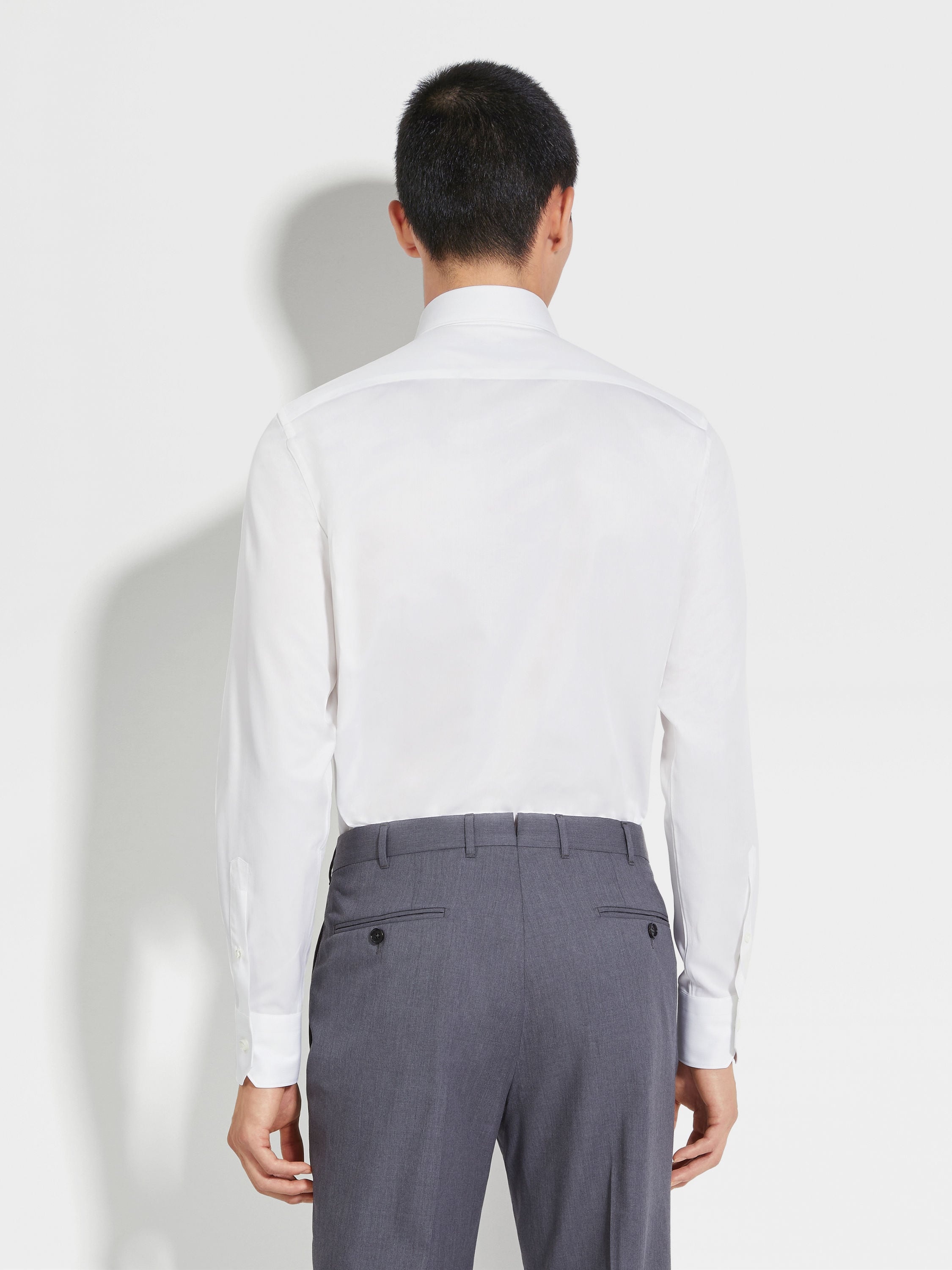 WHITE MICRO-STRIPED TRECAPI COTTON SHIRT - 4