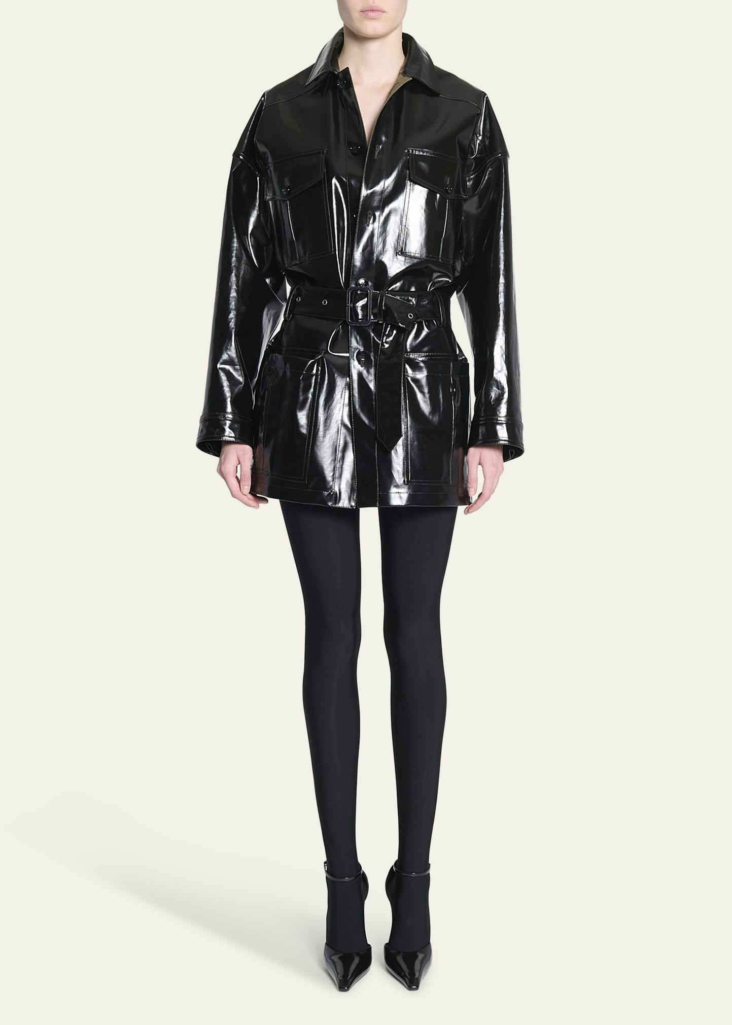Vinyl Wrap Coat with Belt - 2