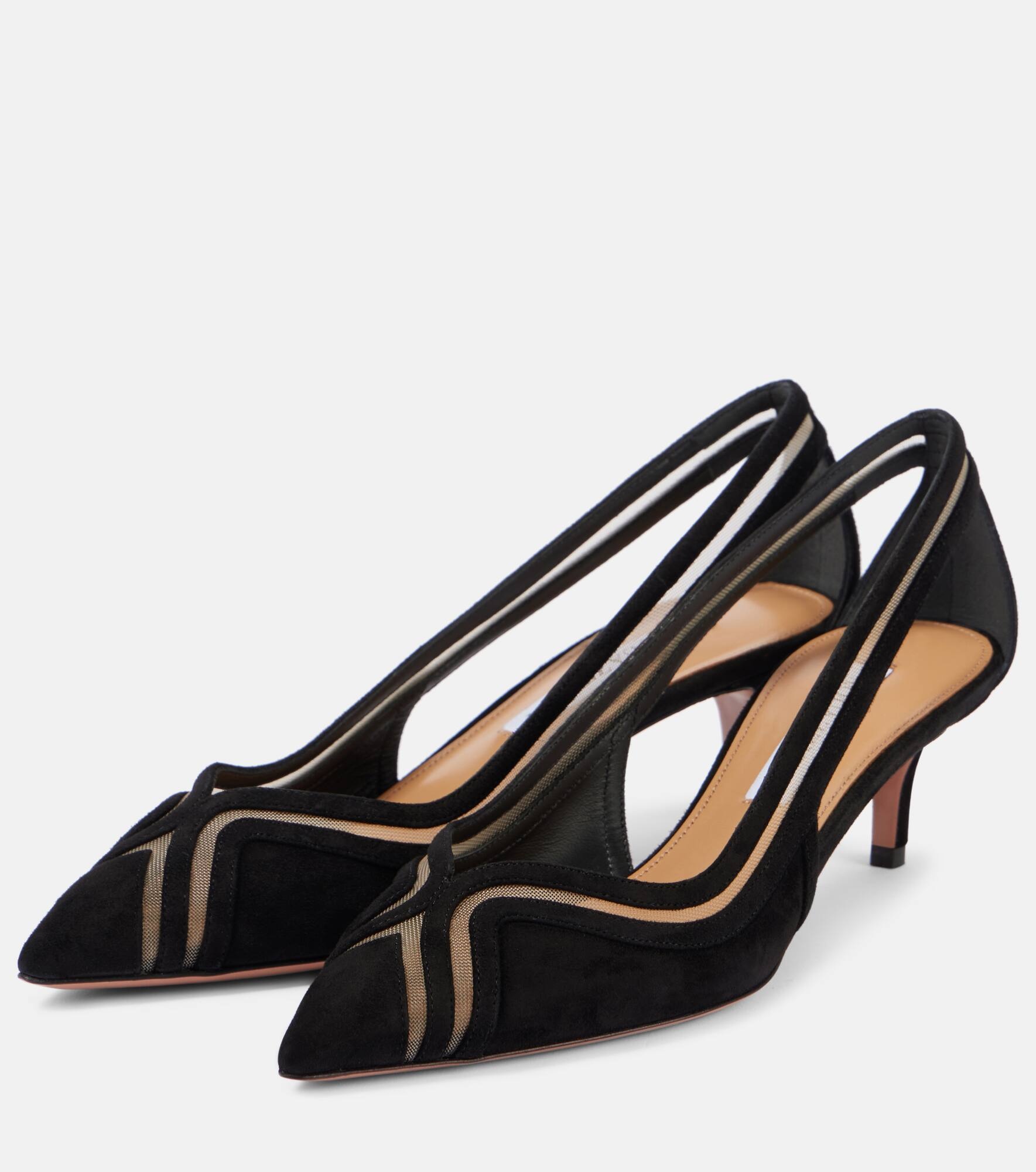 Vila 50 mesh-trimmed suede pumps - 4