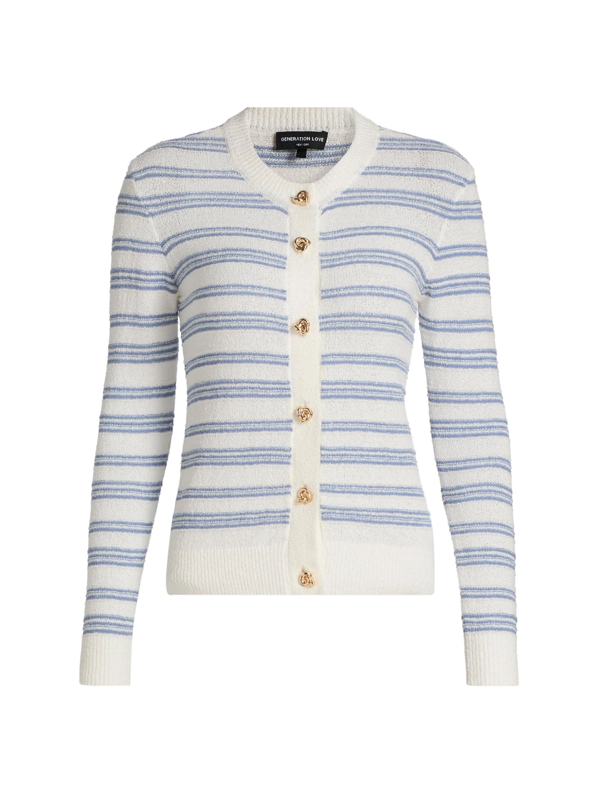 Women's Laurel Striped Cardigan - White Grey Blue - 1