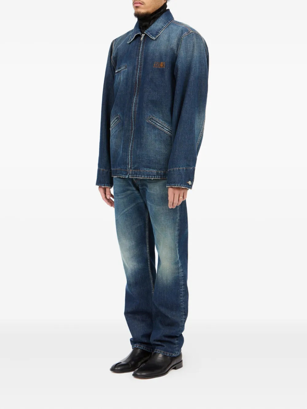 Zip-Up Denim Jacket - 3