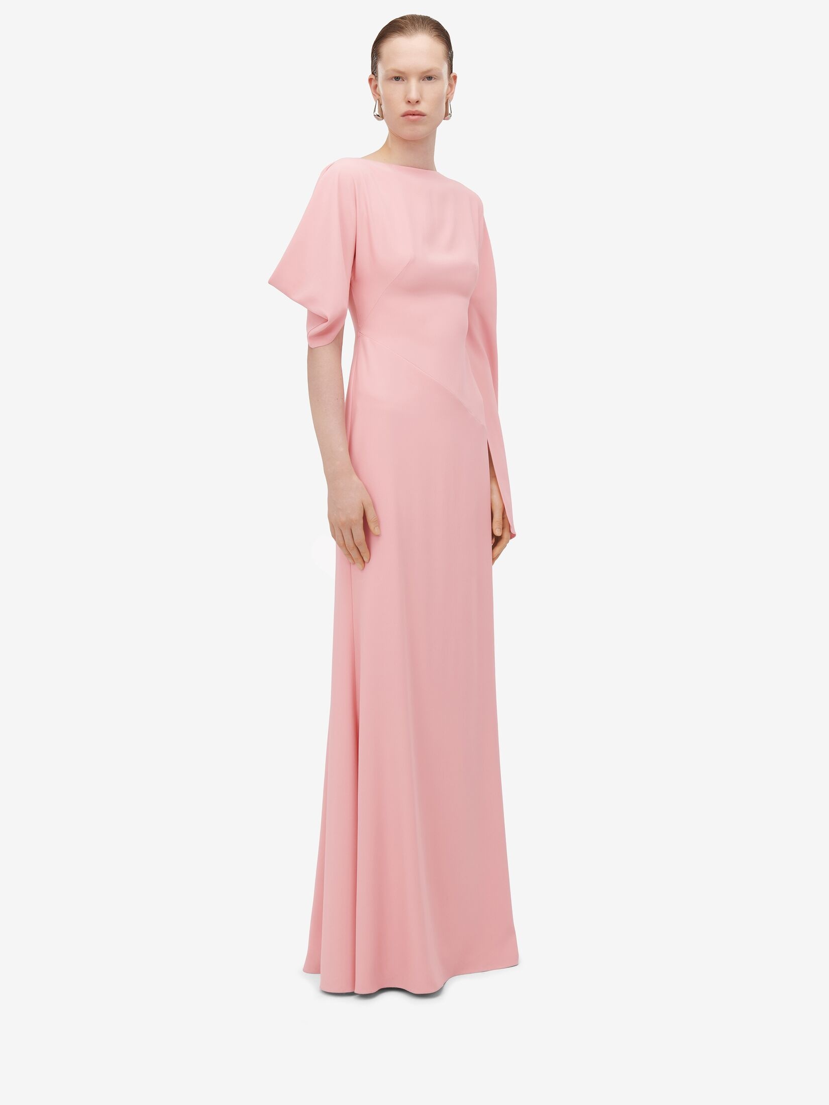 Women's Asymmetric Evening Dress in Cherry Blossom Pink - 3