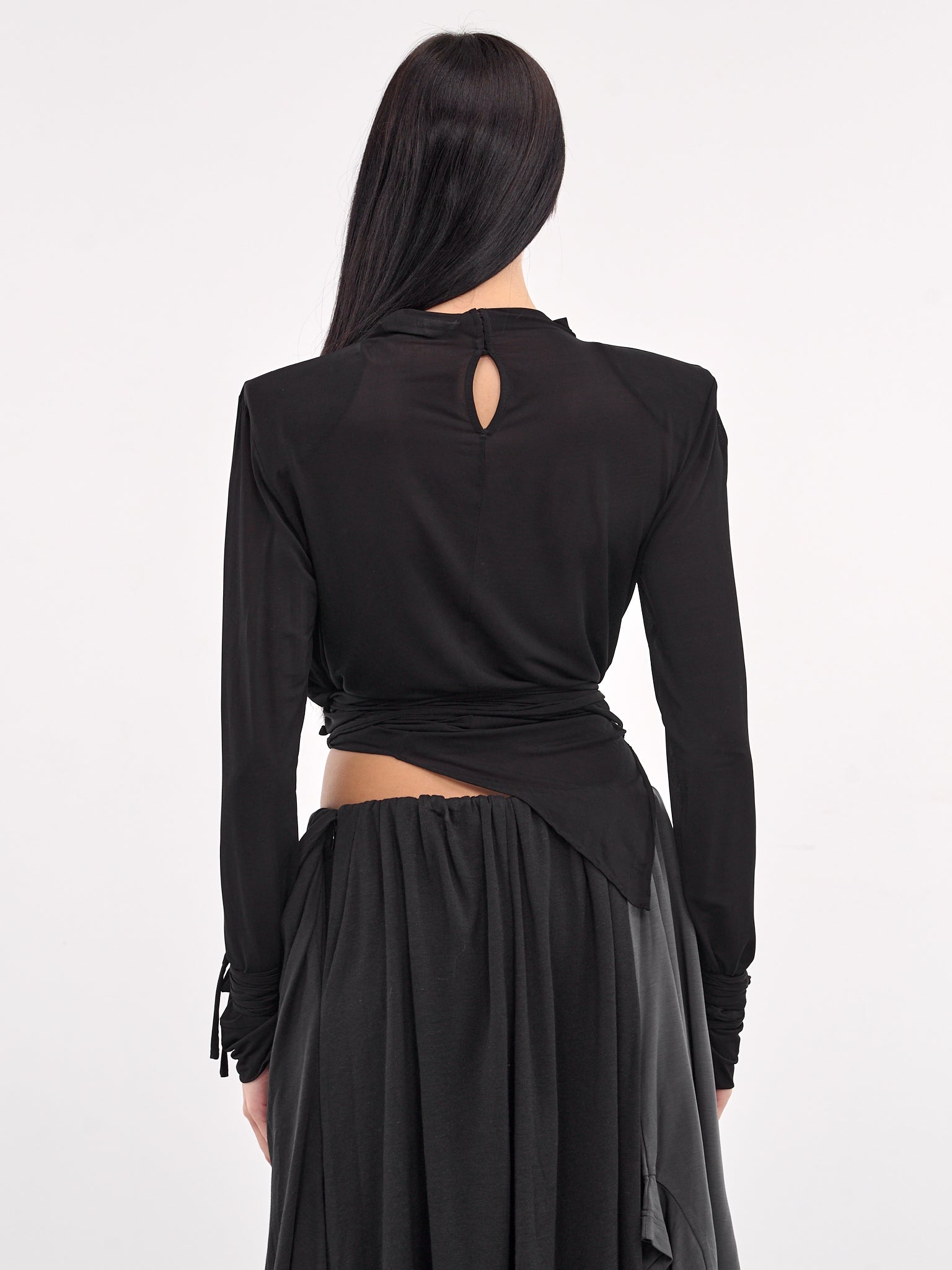 Draped Structured Shoulder Blouse - 3