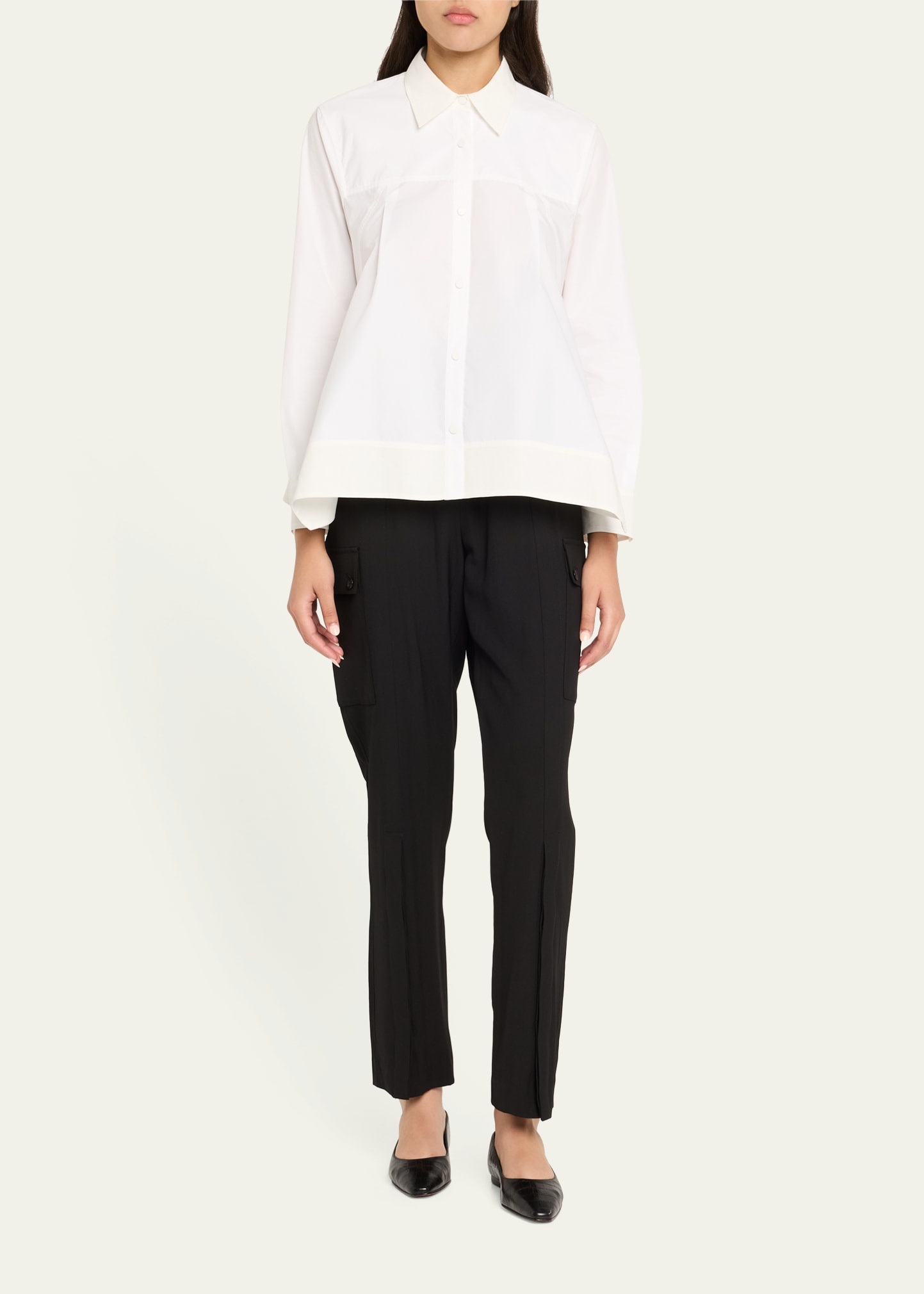 Flounce-Hem Long-Sleeve Shirt - 2