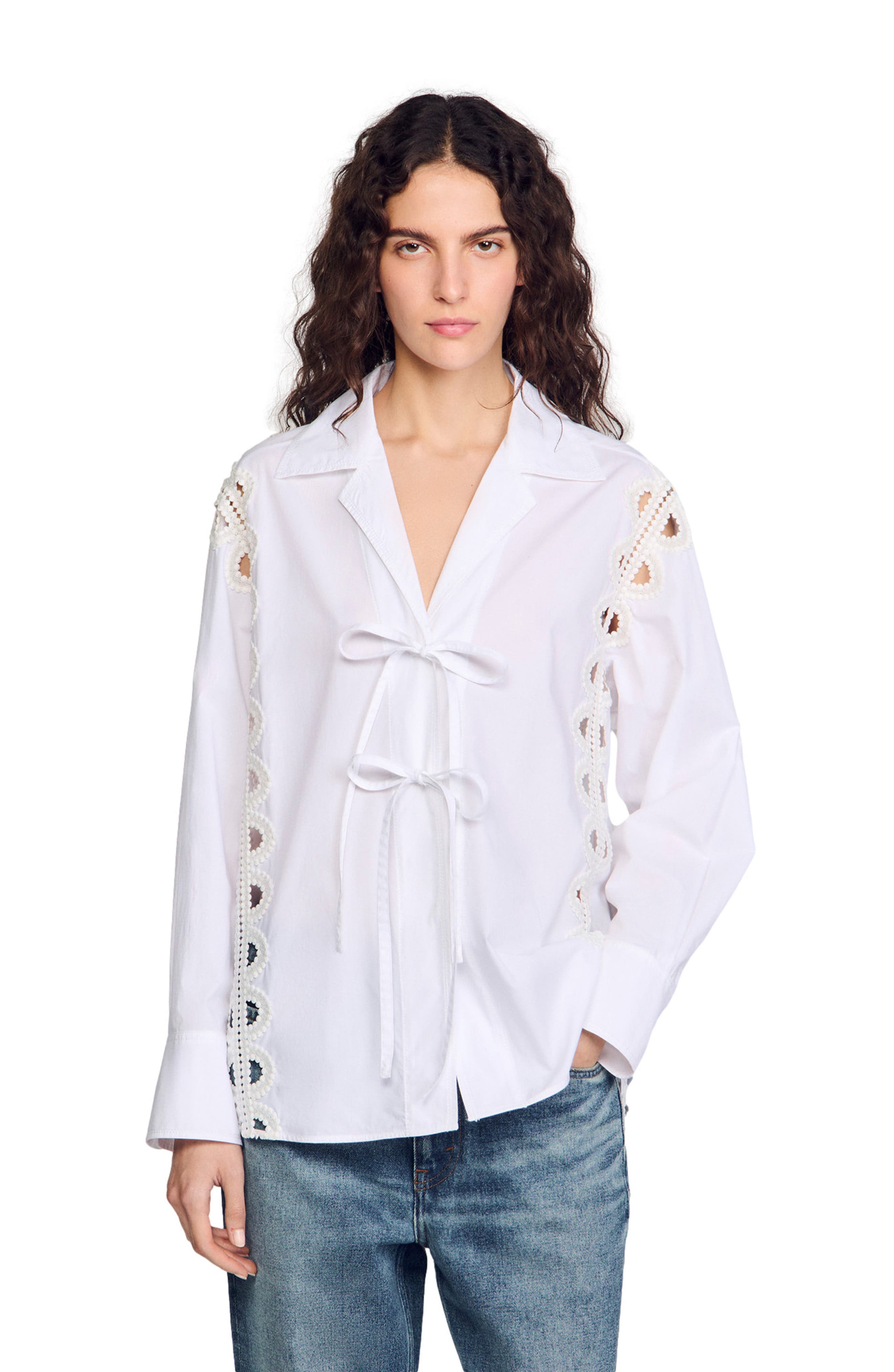 SANDRO Poplin shirt in White at Nordstrom - 3