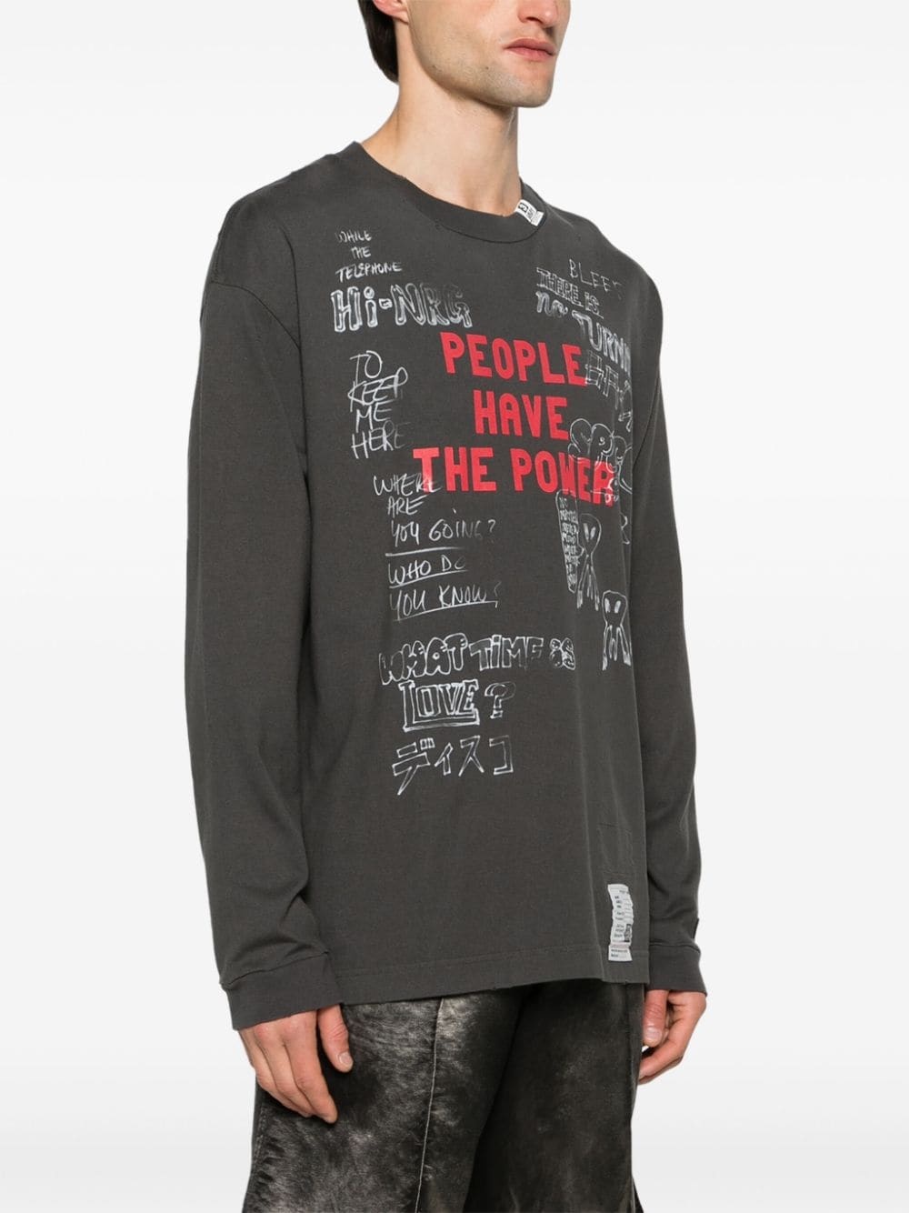 text-print distressed T-shirt - 3