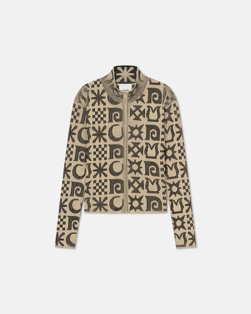 Rib Jacquard Cardigan - 1