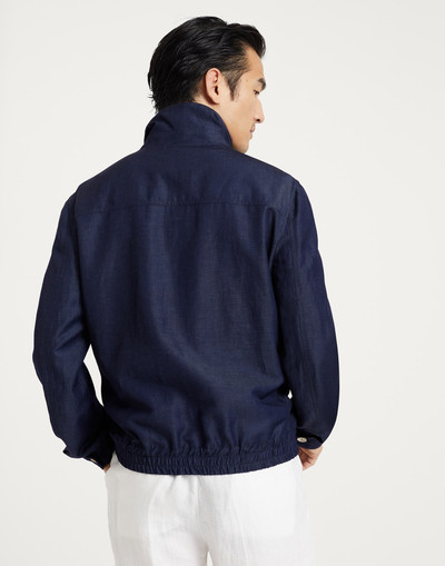 Brunello Cucinelli Wool and linen denim-effect twill outerwear jacket outlook