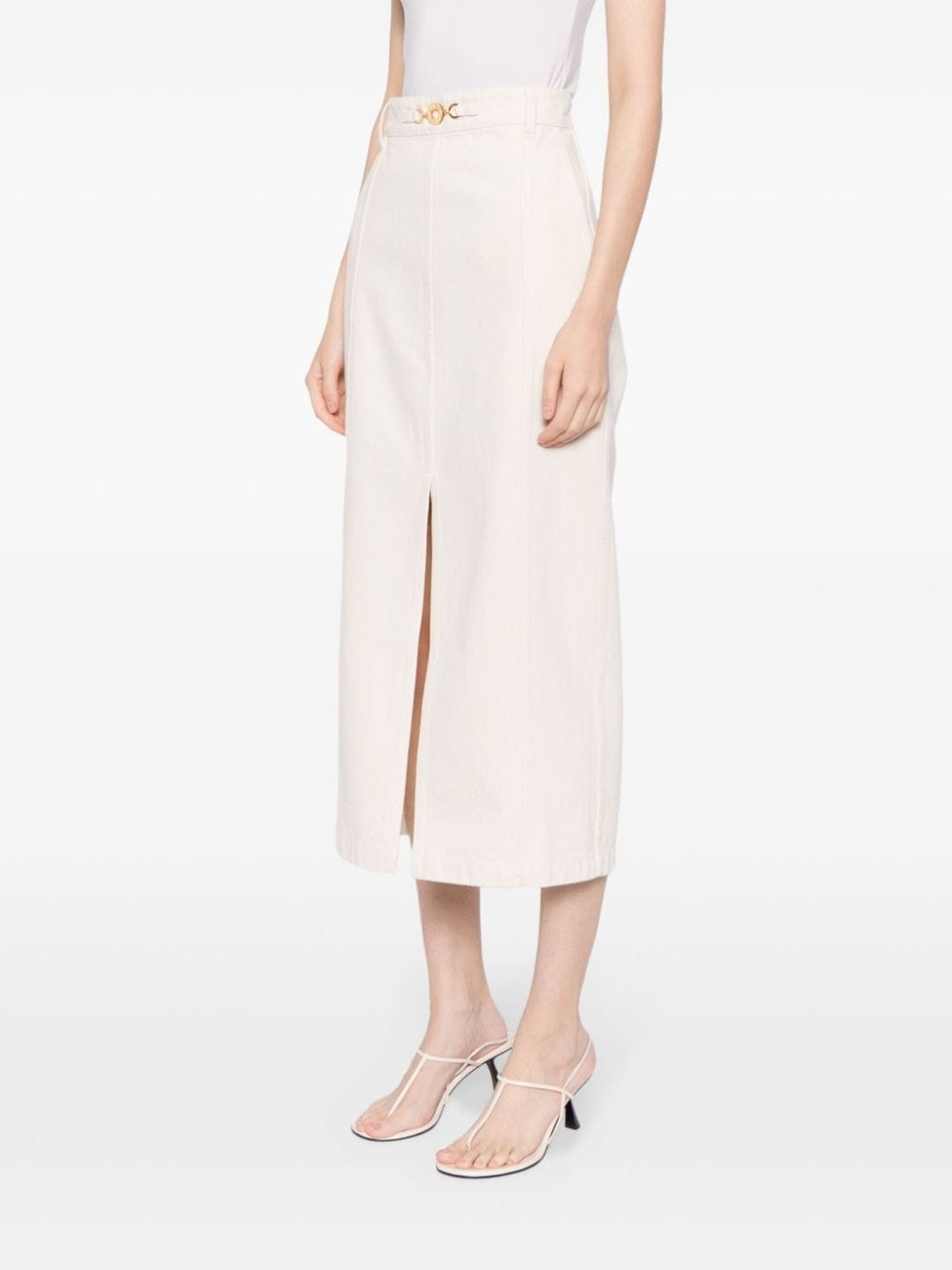 slit-detail denim midi skirt - 3