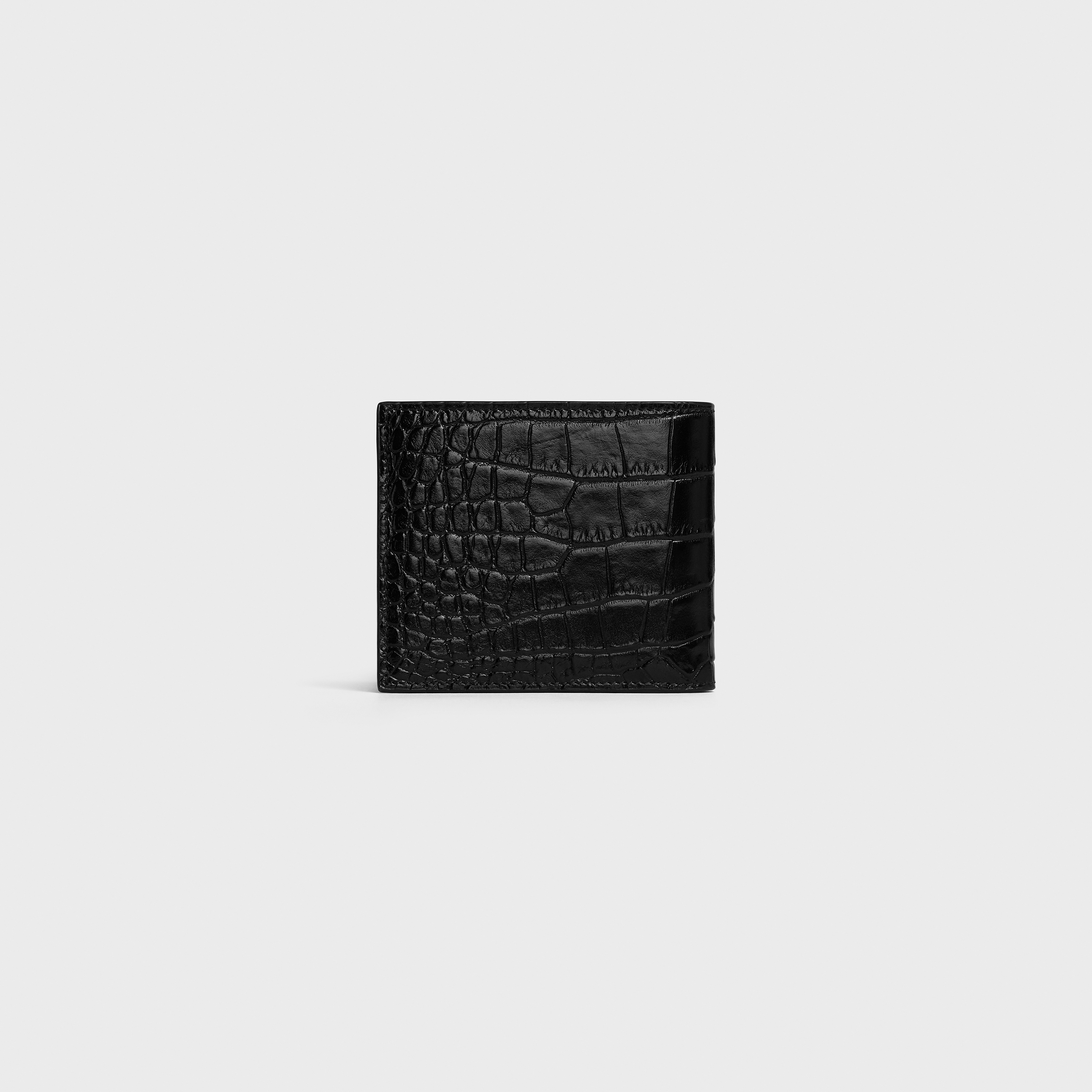 Bi-fold Wallet with Coin in Crocodile Embossed Calfskin - 3