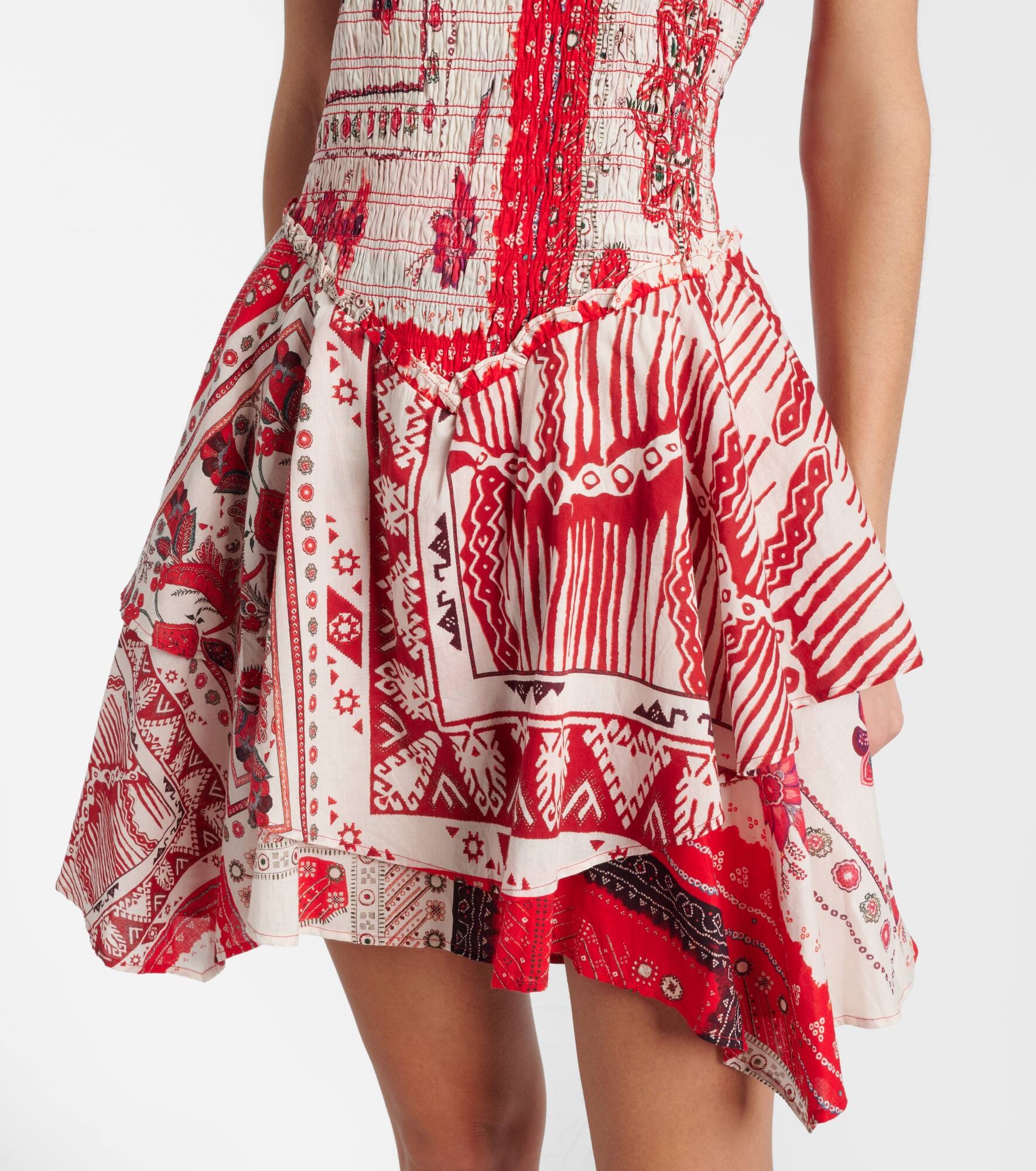 Anka shirred printed cotton minidress - 5