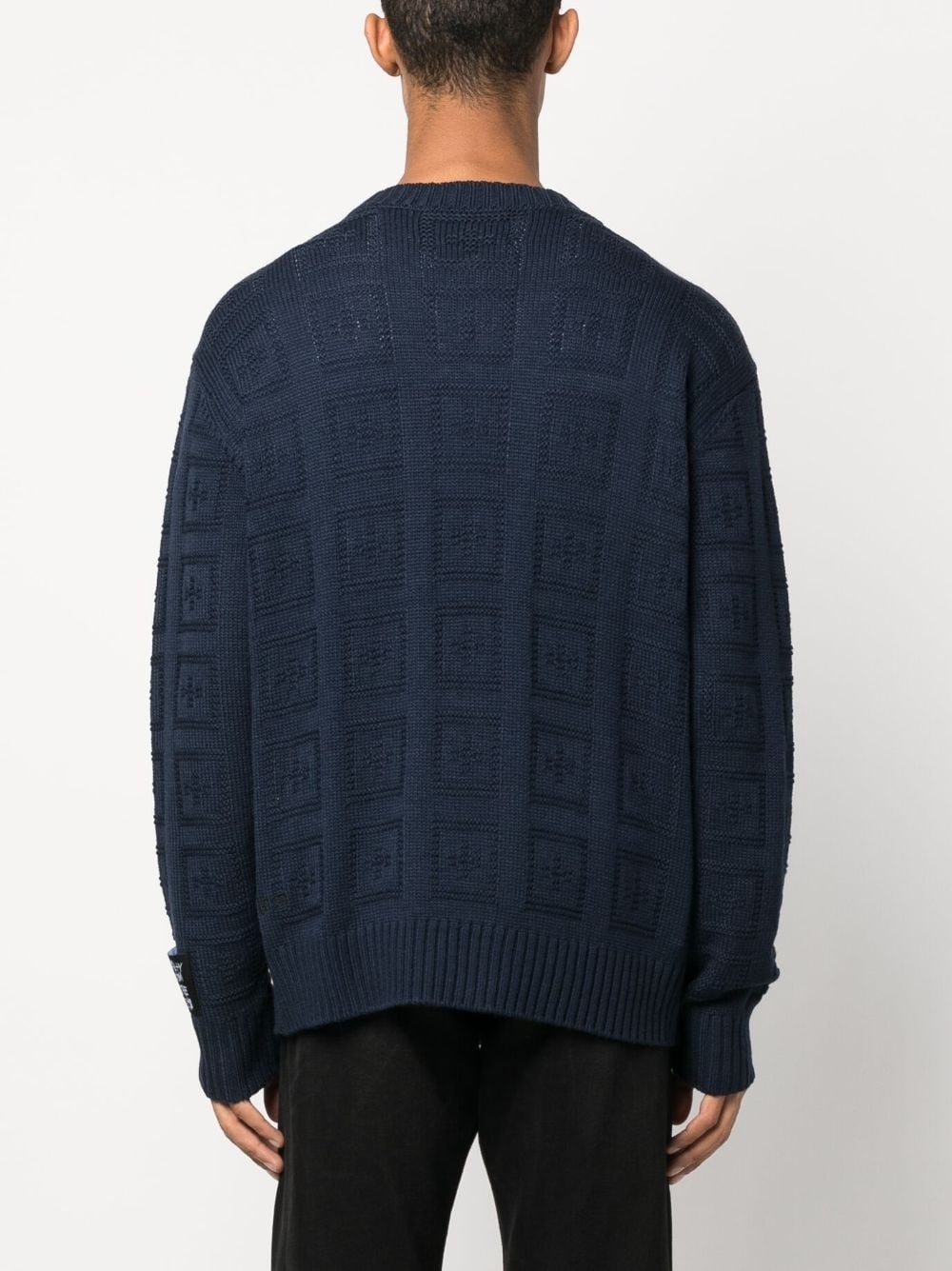 logo-intarsia wool-blend cardigan - 4