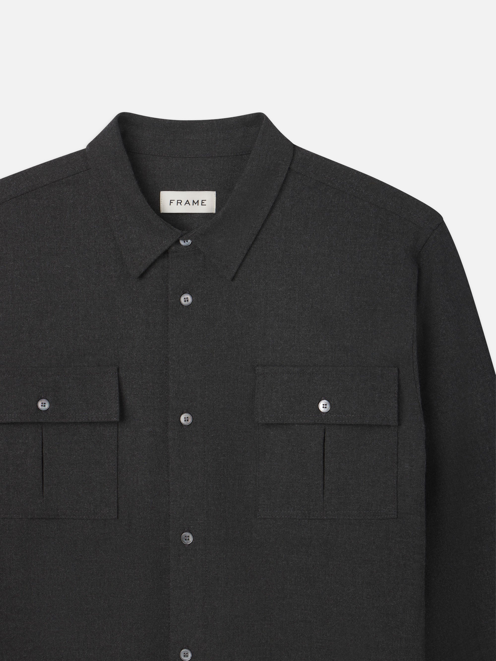 Classic Flannel Shirt in Grey Melange - 3
