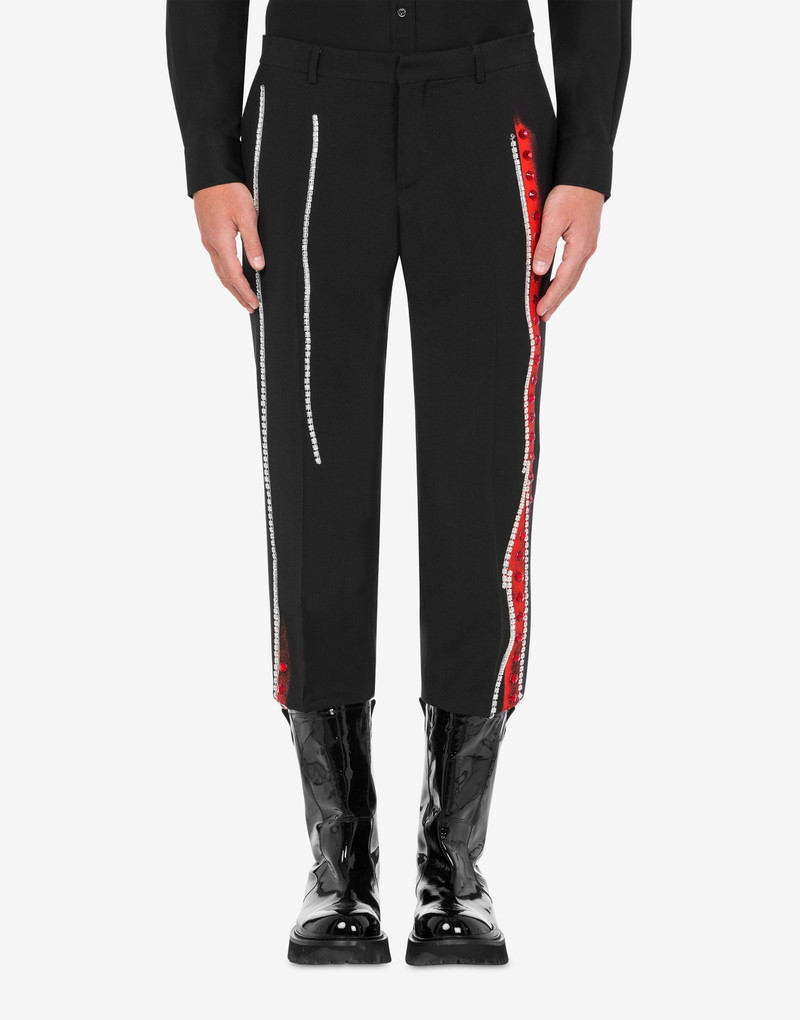 Moschino TONY VIRAMONTES ARCHIVES RHINESTONE-EMBROIDERED TROUSERS outlook