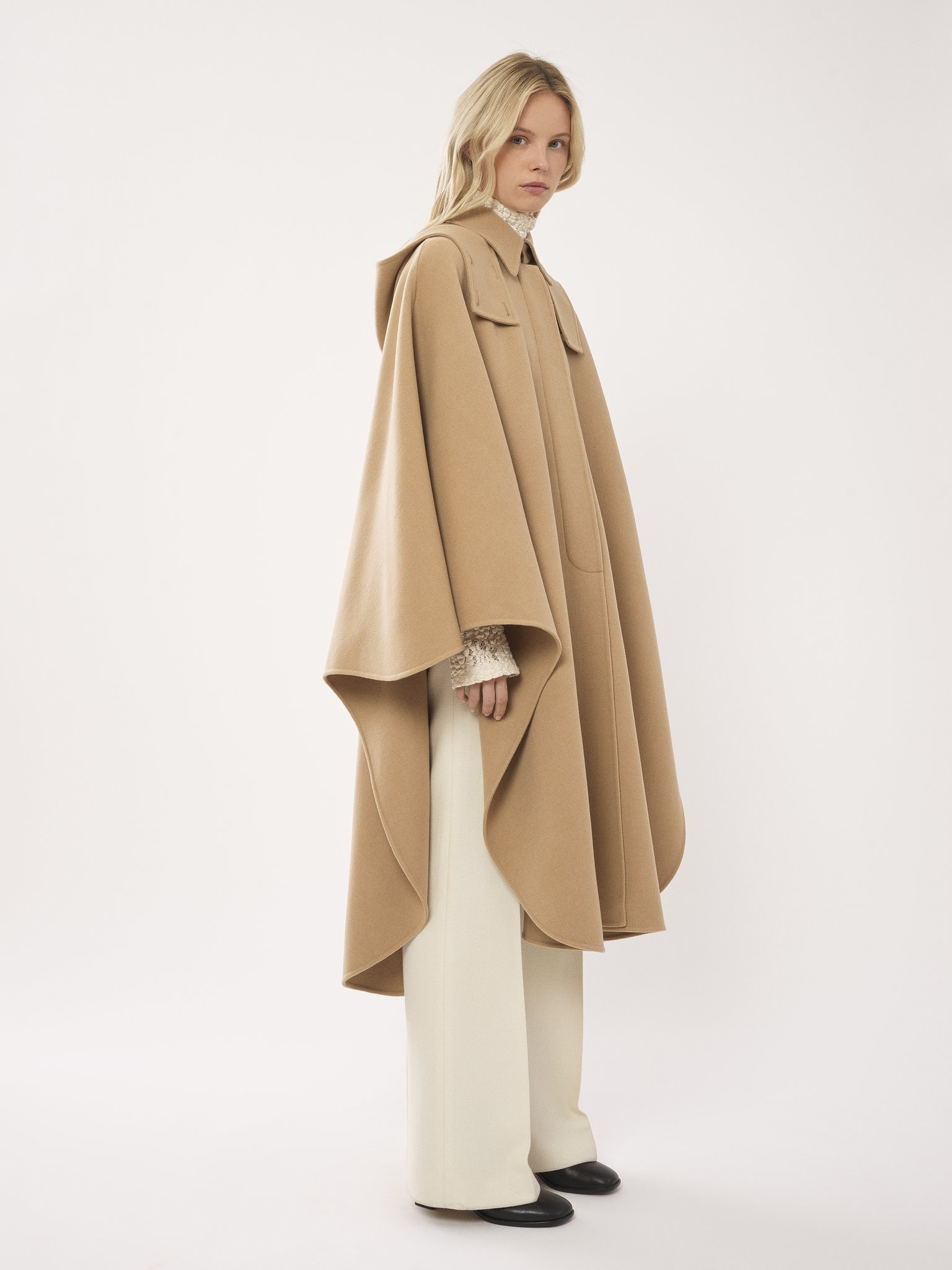 HOODED CAPE COAT - 5