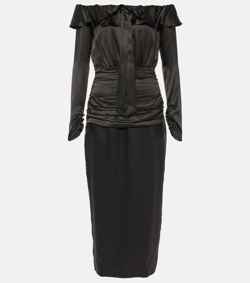 Off-shoulder silk midi dress - 1