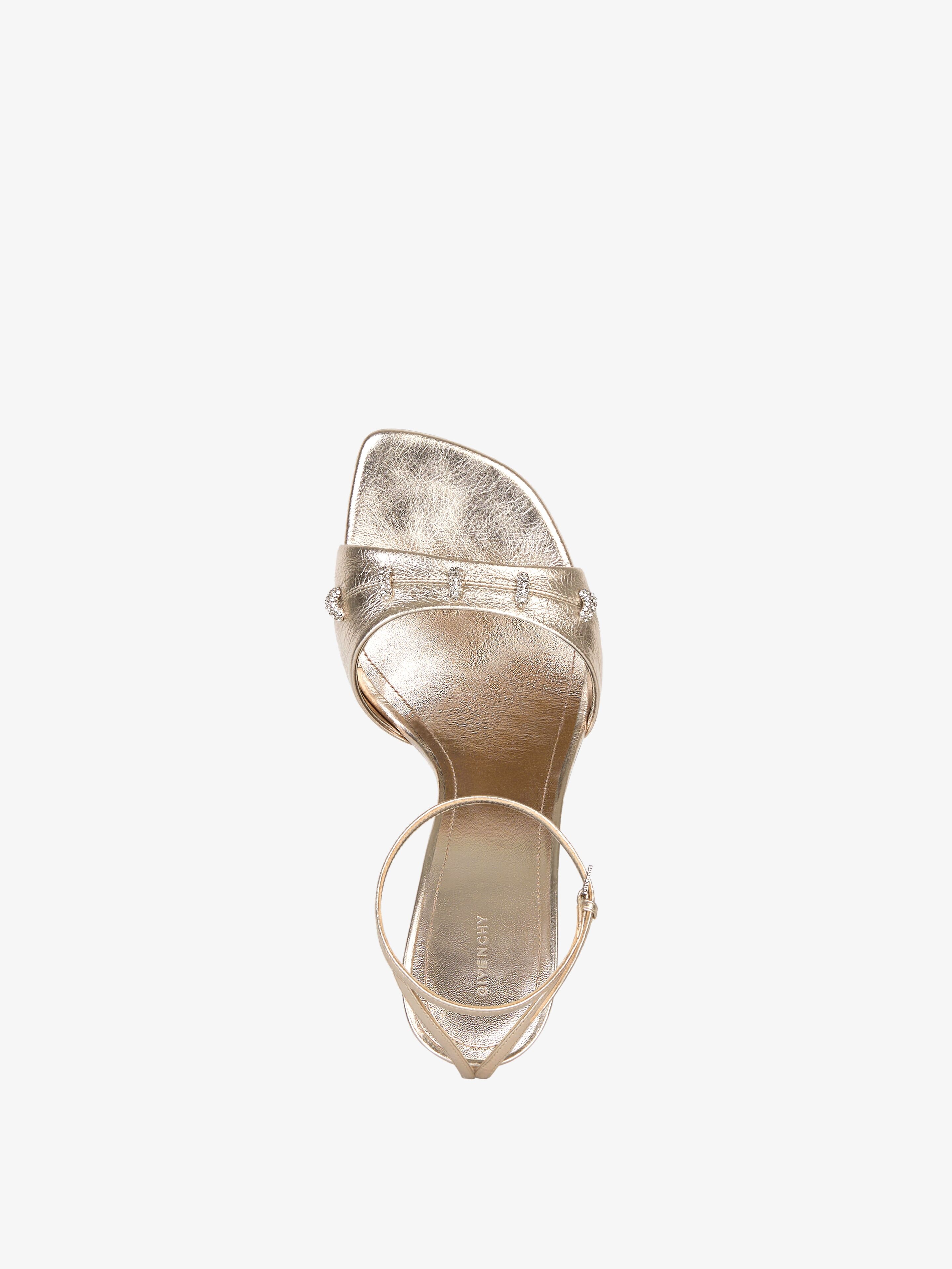 STITCH SANDALS IN LAMINATED LEATHER WITH CRYSTALS - 4