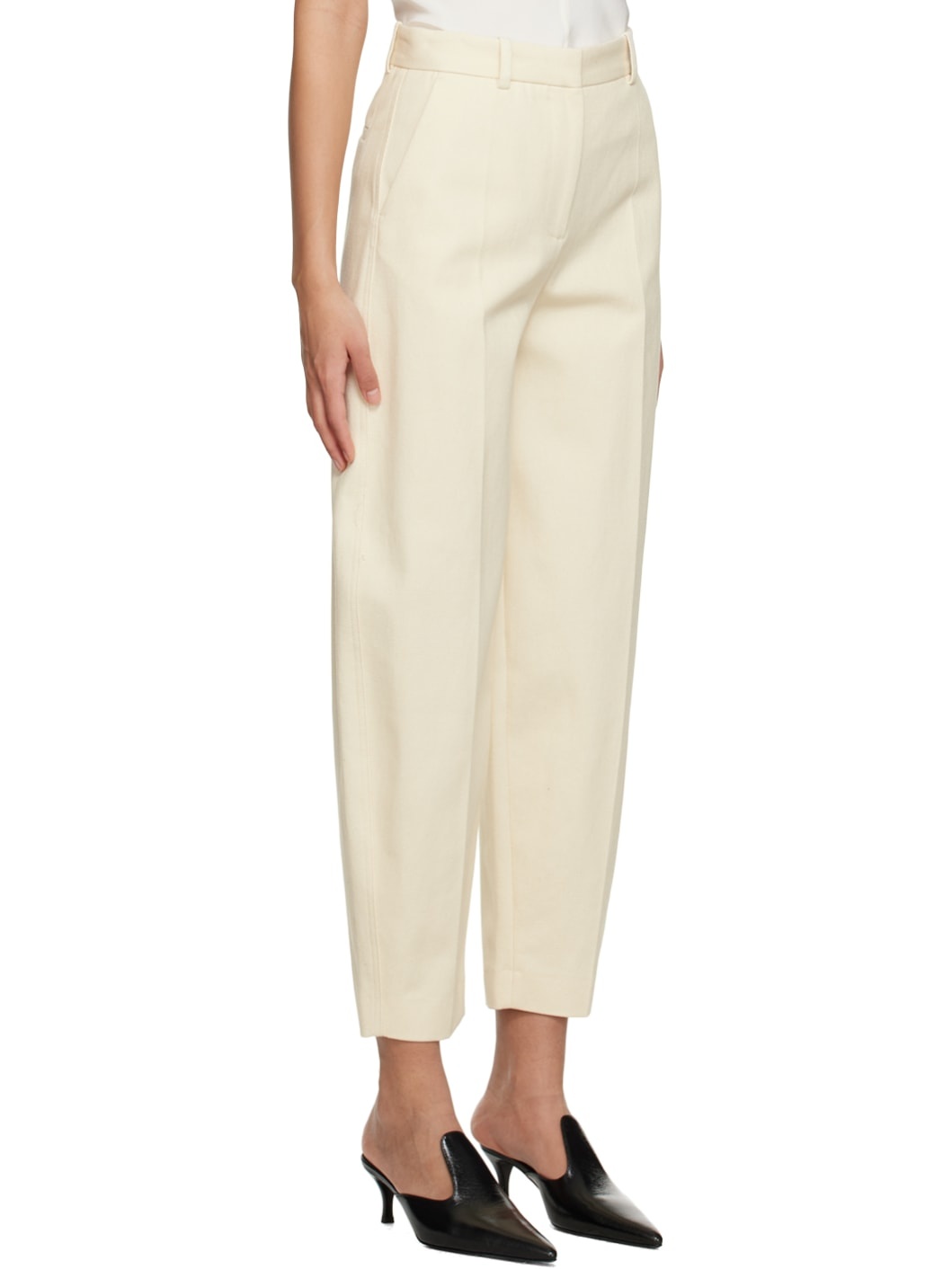 Beige Barrel-Leg Trousers - 2