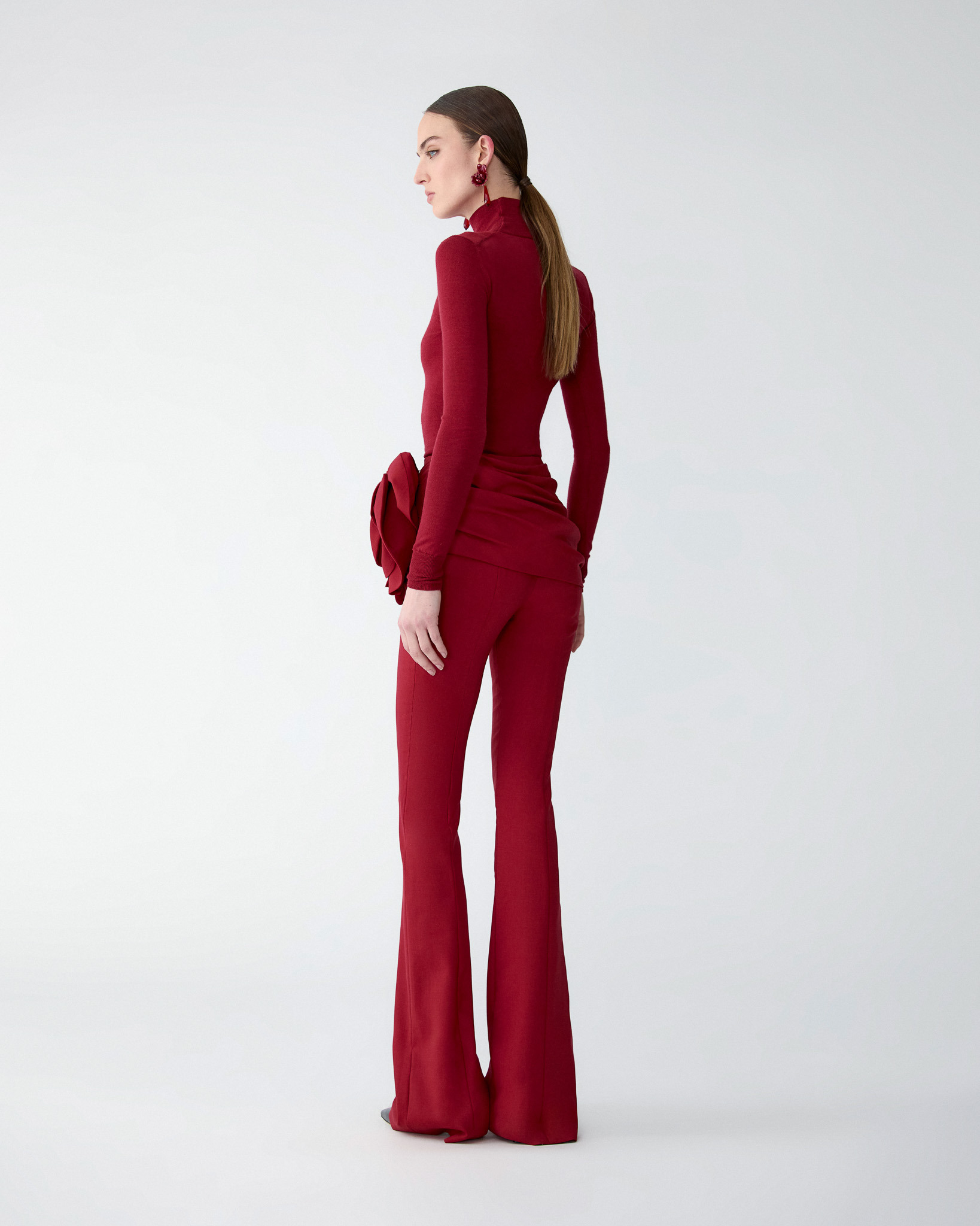 Rosette-Sash Bootcut Pant - 3