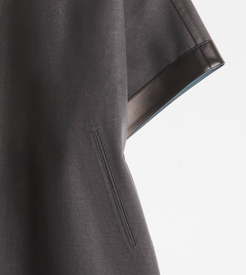 CAPE WITH LEATHER INSERTS - GREY 9