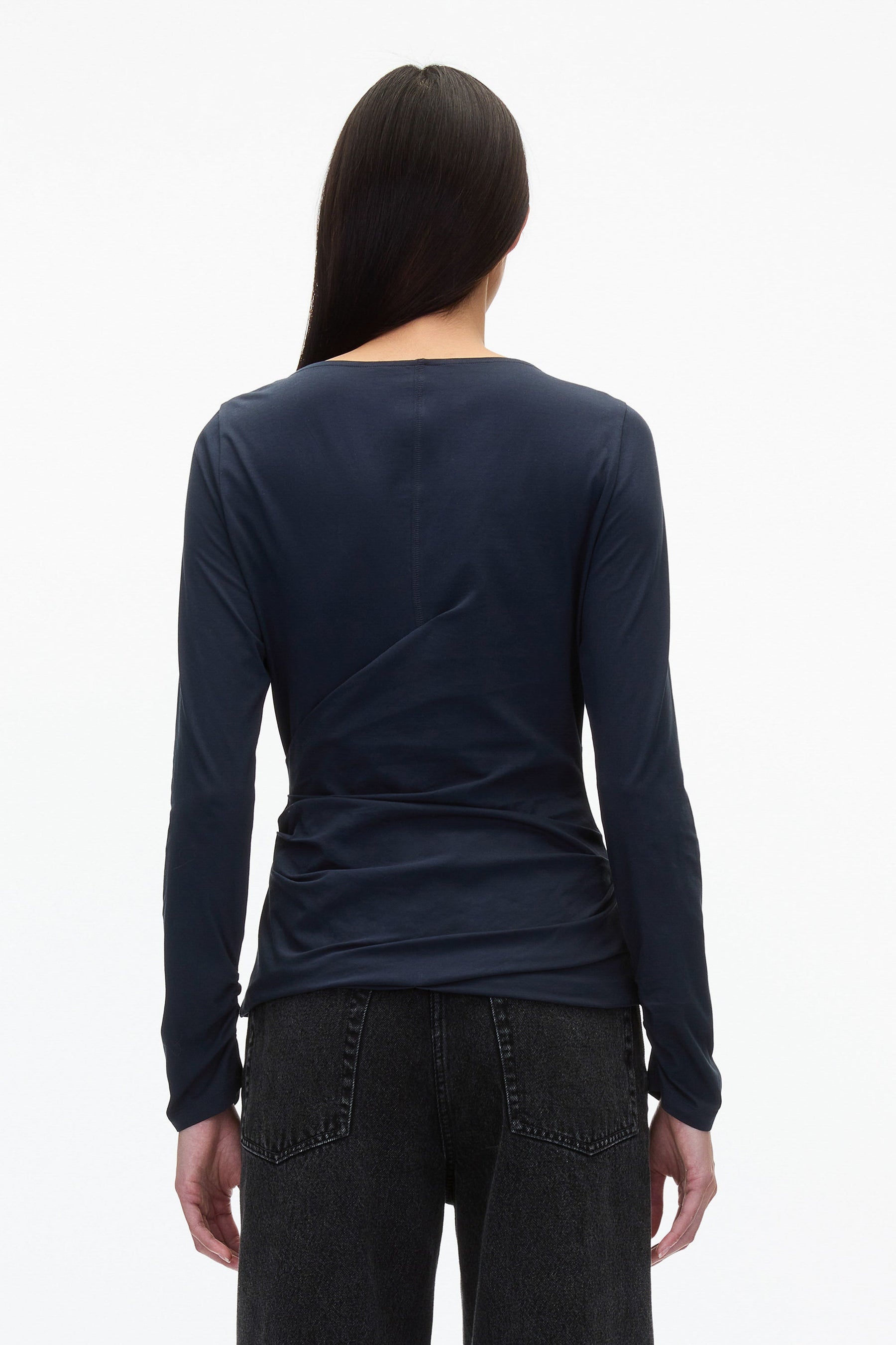 Draped Boatneck Long Sleeve Tee - 4