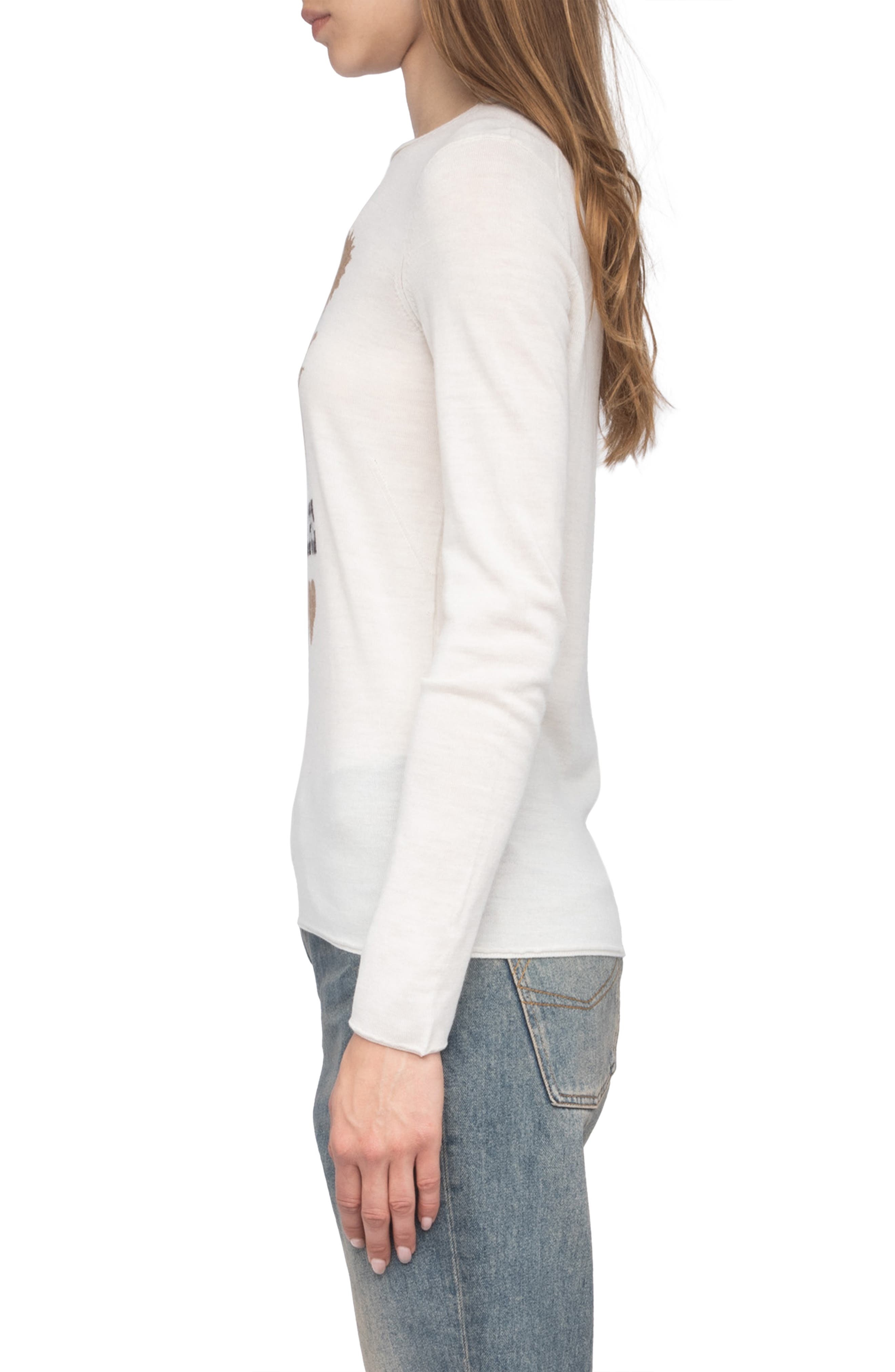 Zadig & Voltaire Teissa We Voltaire Merino Wool Sweater in Ecru at Nordstrom - 3