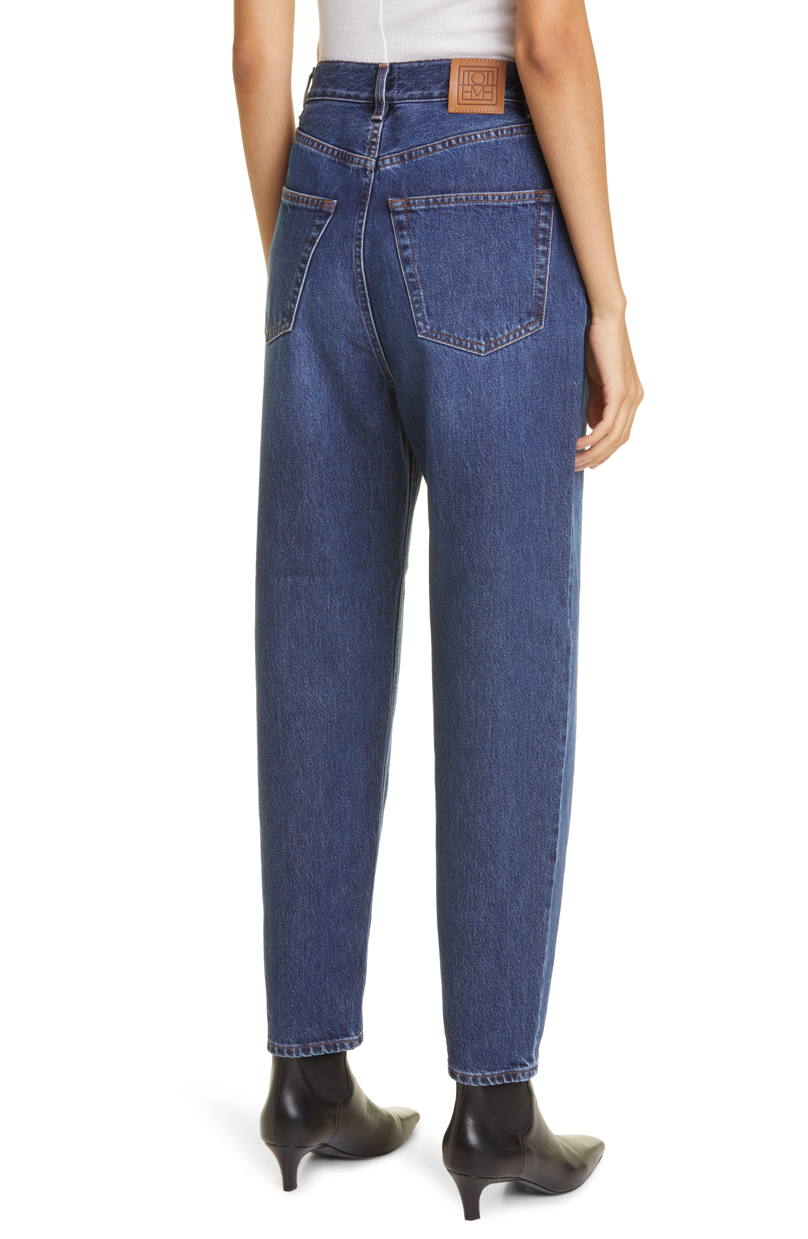 TOTEME High Waist Tapered Jeans in Dark Blue at Nordstrom - 2