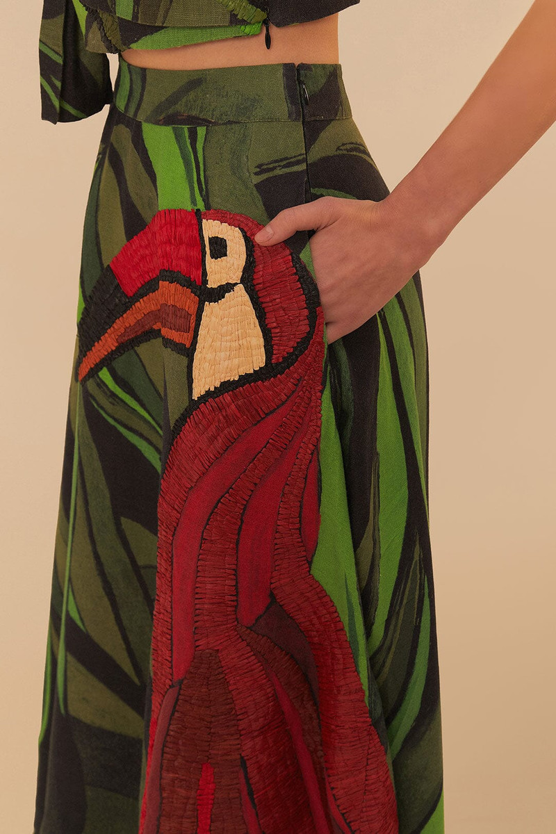 Black Coconut Tree Flow Embroidered Skirt 5