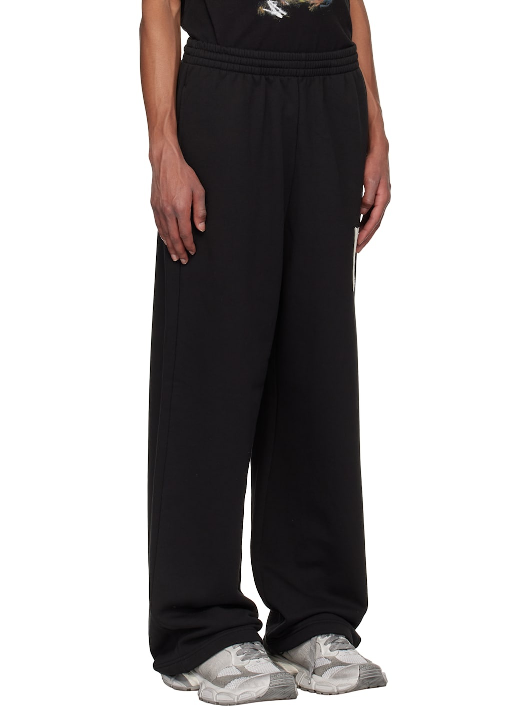 Black Bouclé Letter Logo Sweatpants - 2