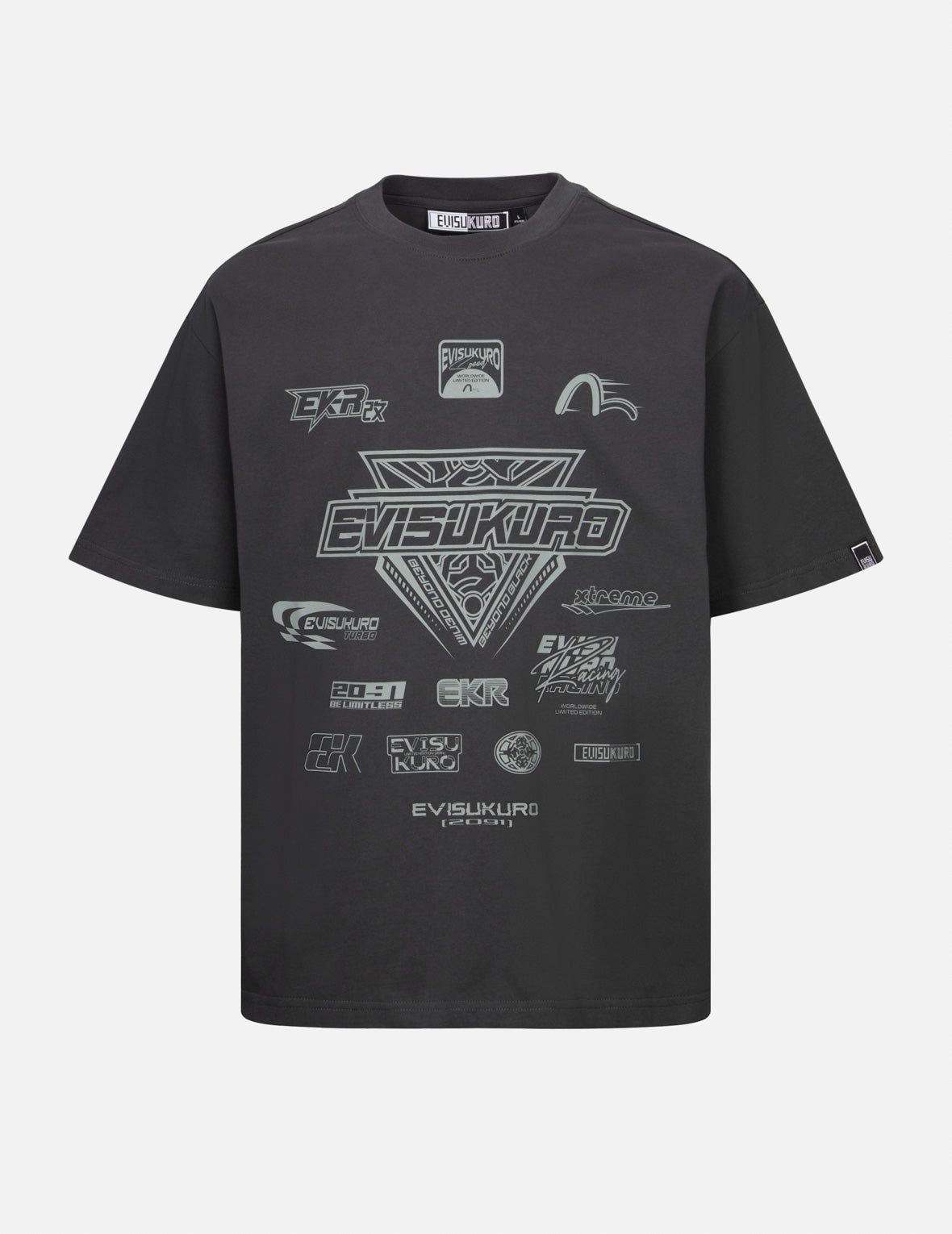 Multi Logo Print Regular Fit Racing T-Shirt - 1