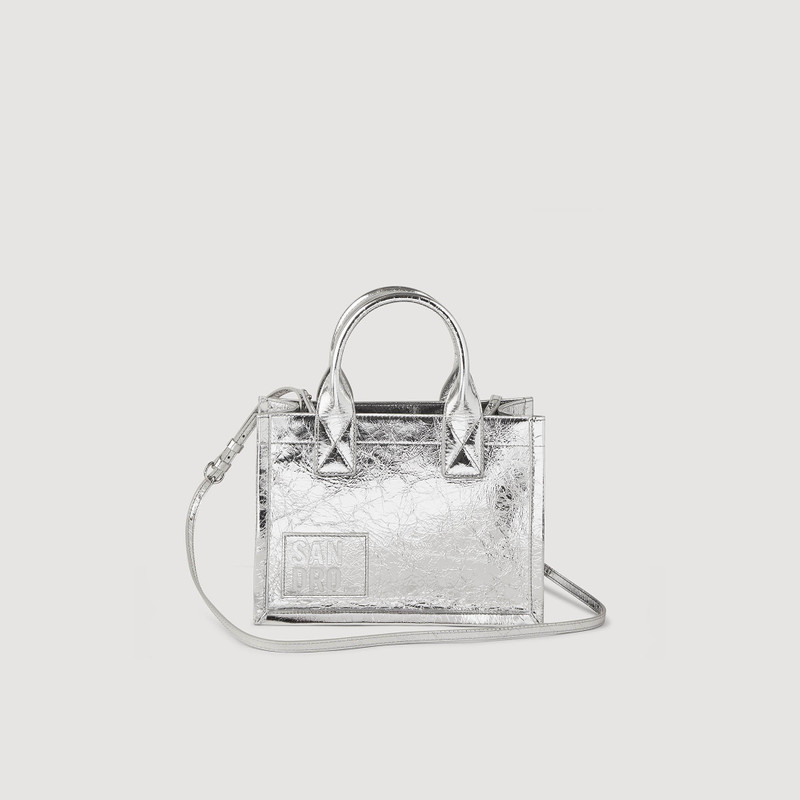 Sandro Kasbah small metallic leather tote bag outlook