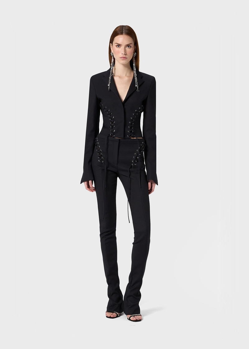 Blumarine JACKET WITH EYELETS AND STRAPS outlook