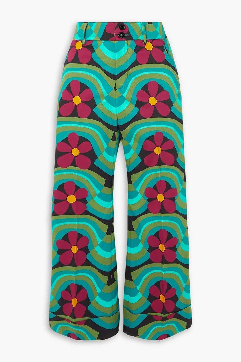 Hendrix cropped floral-print stretch-cotton flared pants - 1