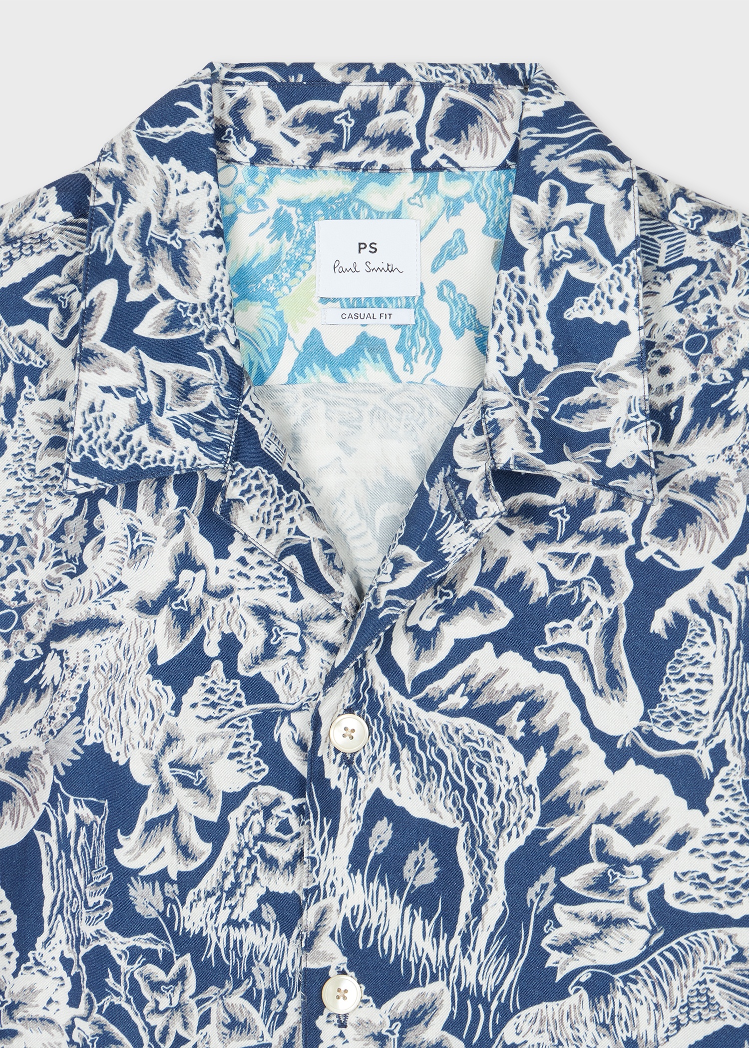 Casual-Fit Navy and White 'Chalet' Print Shirt - 2