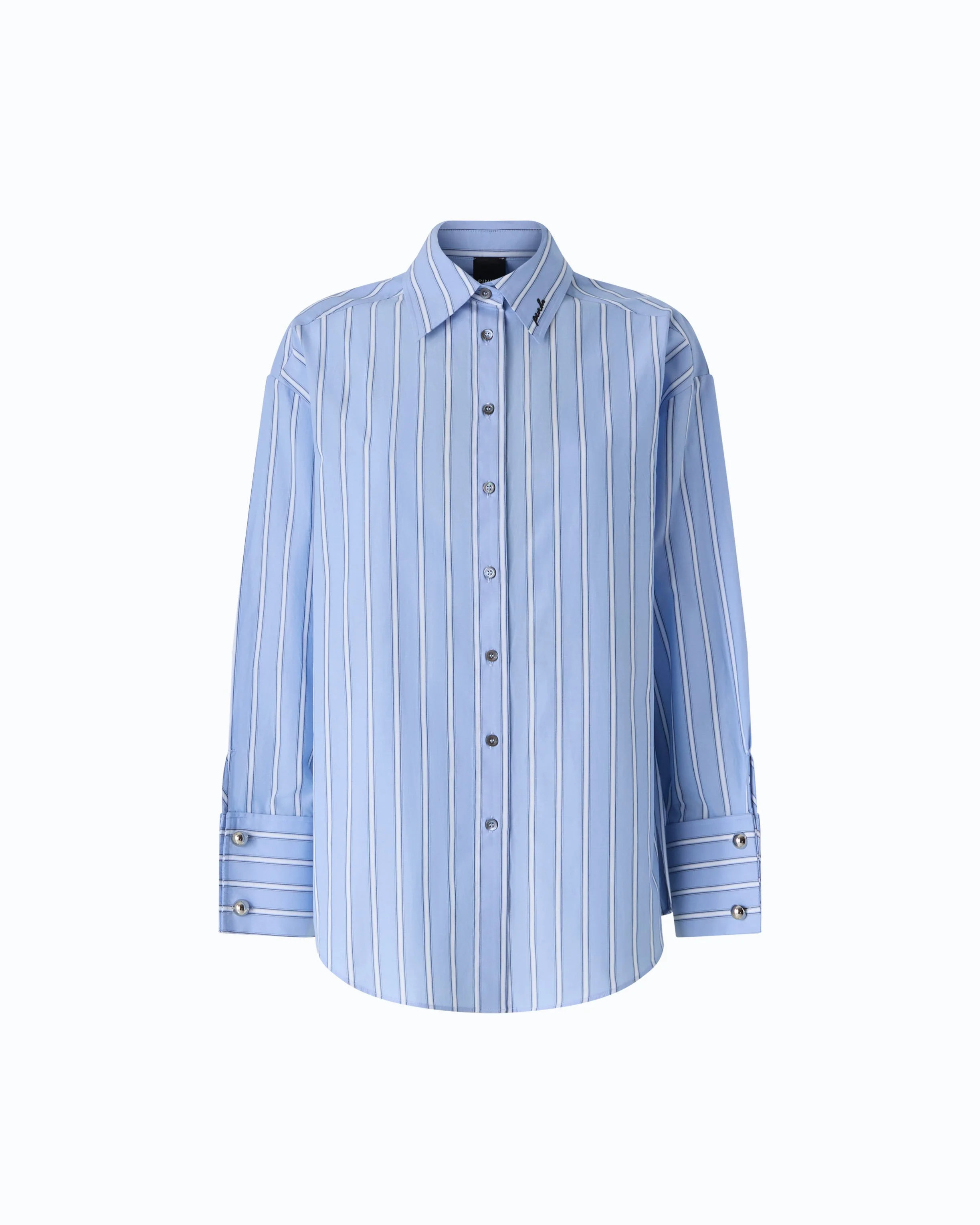 STRIPED POPLIN SHIRT WITH JEWEL CUFFS - 1