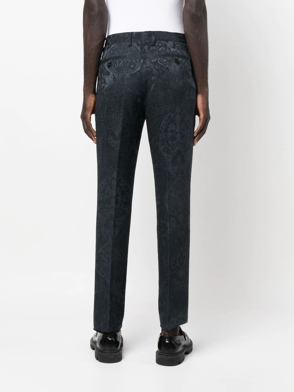 jacquard pressed-crease tailored trousers - 4