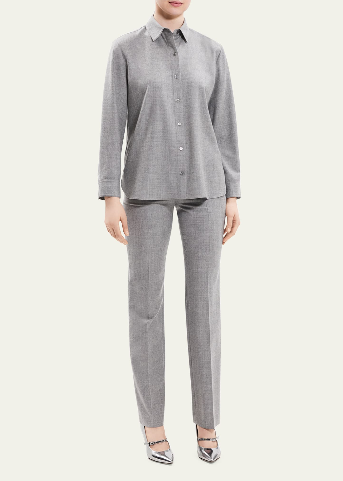 Classic Cotton Flannel Button-Front Shirt - 2