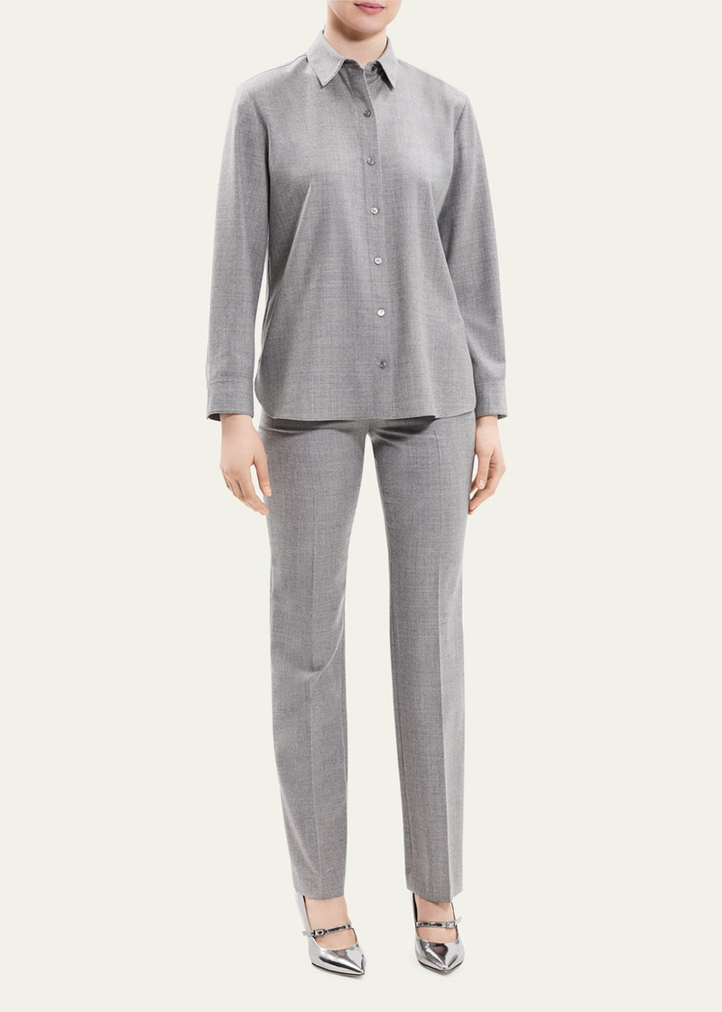 Theory Classic Cotton Flannel Button-Front Shirt outlook
