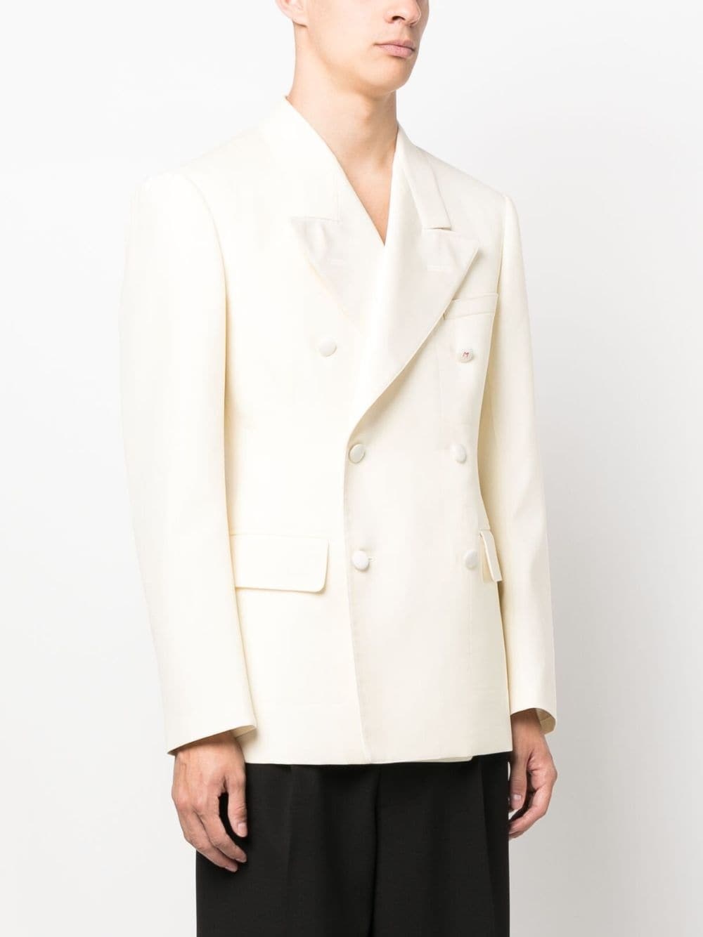 double-breasted mohair-silk blend blazer - 3