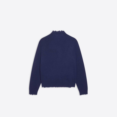 BALENCIAGA Men's Double B Raw Highneck Sweater  in Indigo outlook