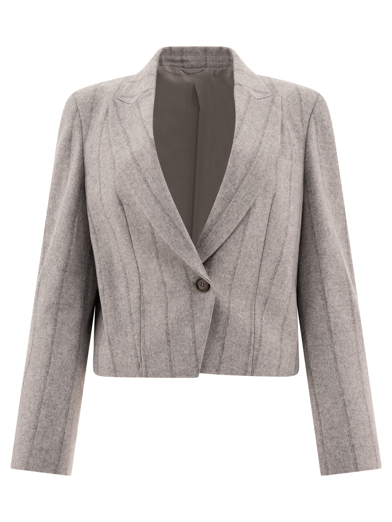 Striped Cropped Blazer With Monili Jackets Grey - 1