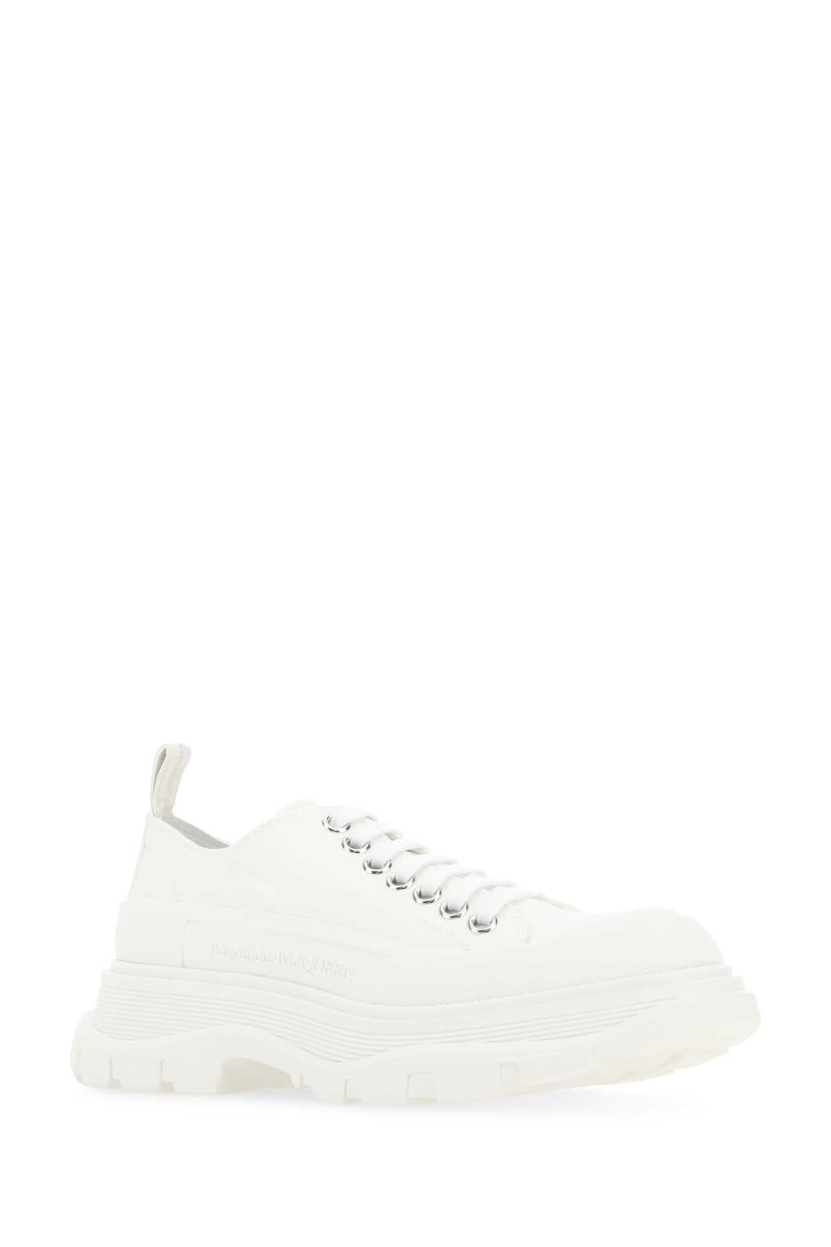 Alexander Mcqueen Women White Canvas Tread Slick Sneakers - 2