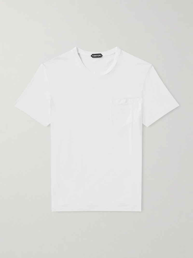 Cotton and Silk-Blend Jersey T-Shirt White 1