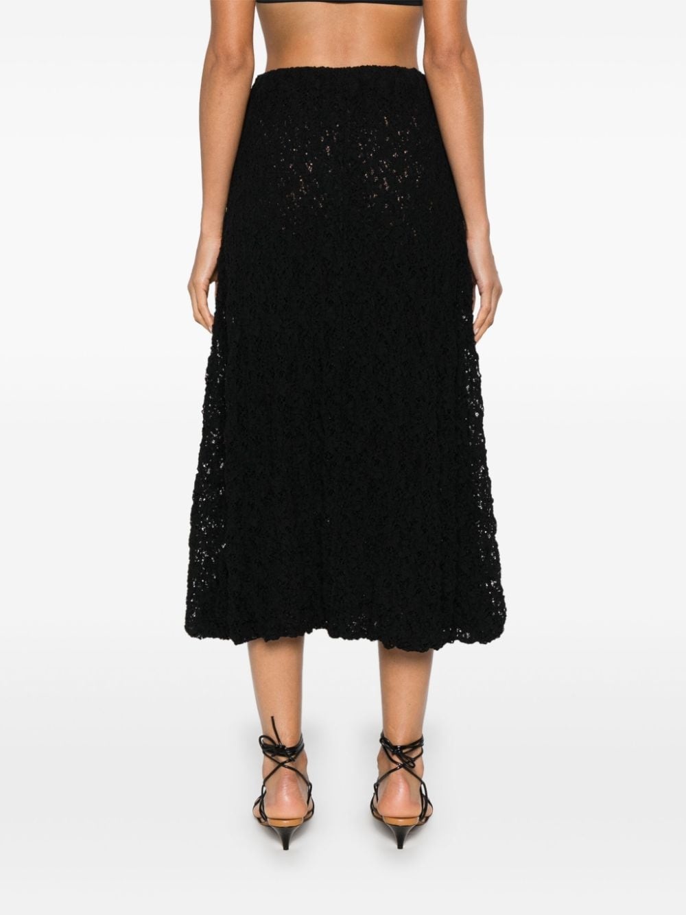 lace-embroidered midi skirt - 4