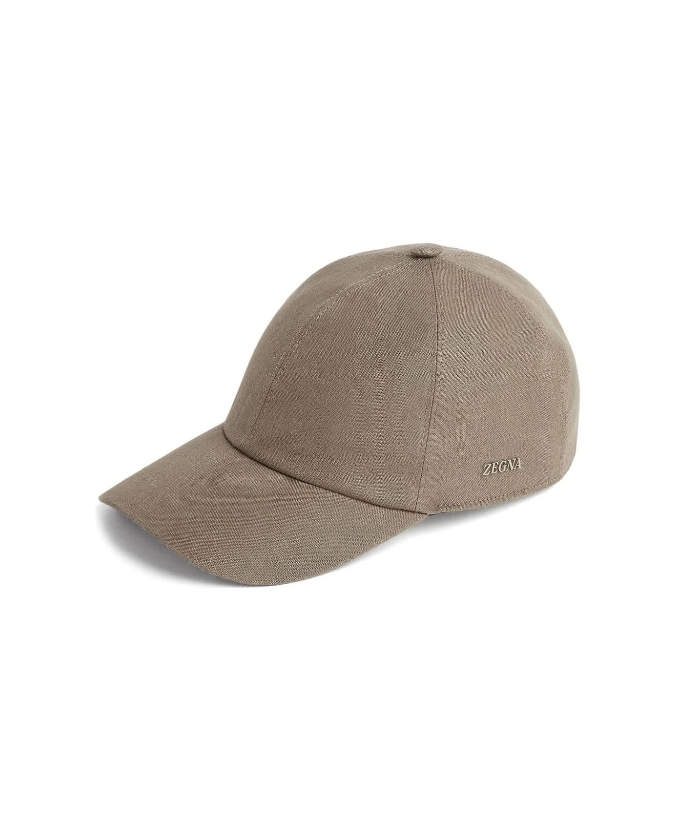 Dark Beige Linen Baseball Hat - 1