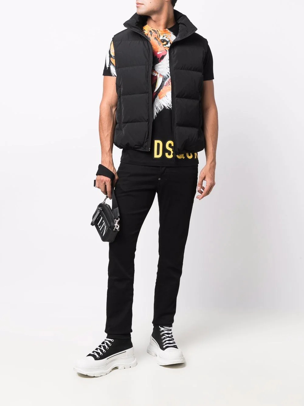 logo-print padded gilet - 2