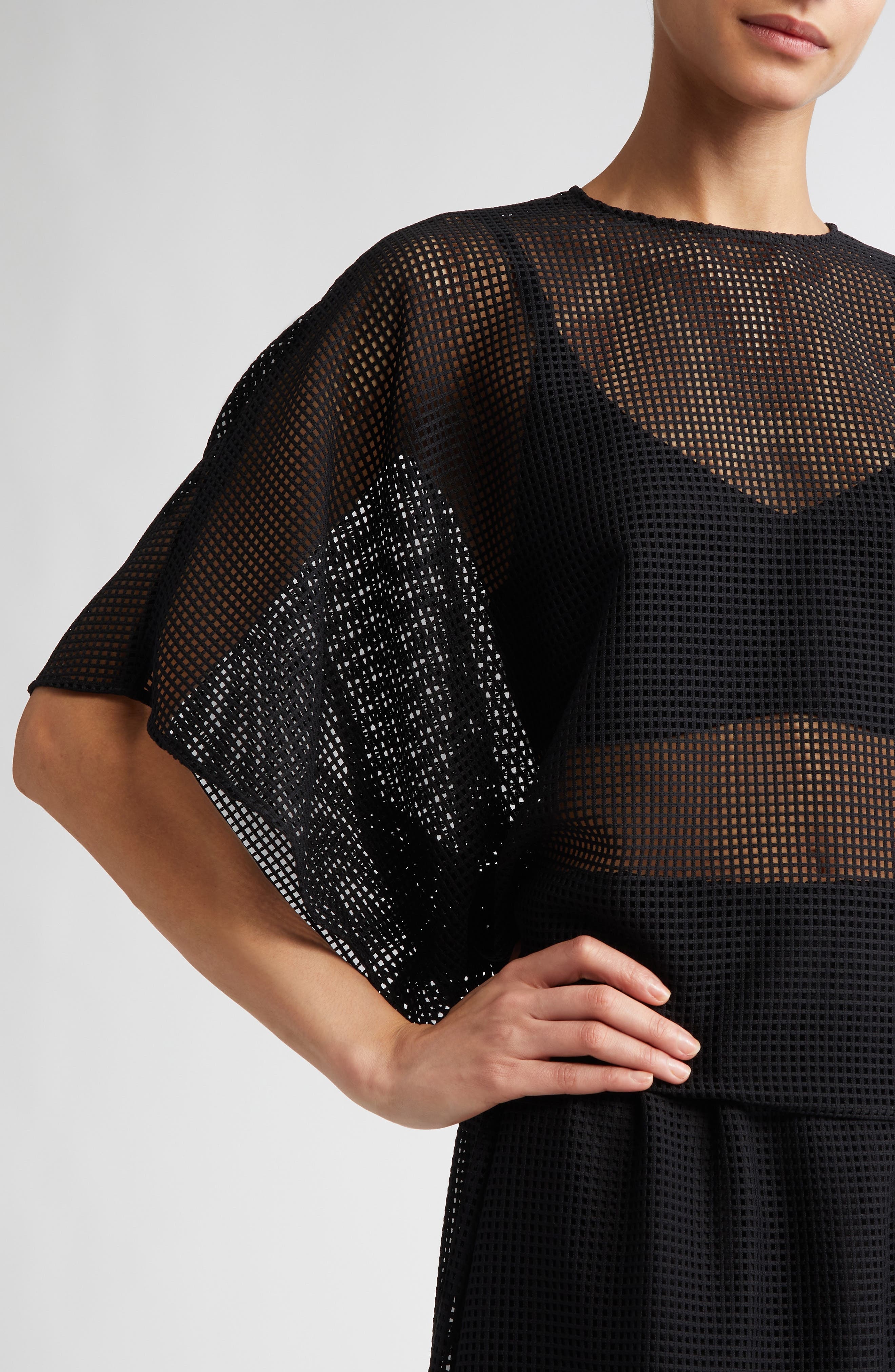 FFORME Tenley Draped Mesh Top in Black at Nordstrom - 5