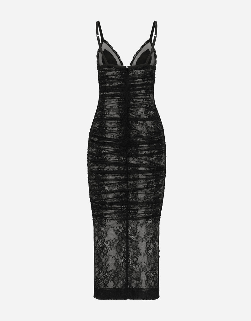 Dolce & Gabbana Calf-length stretch Chantilly lace slip dress outlook