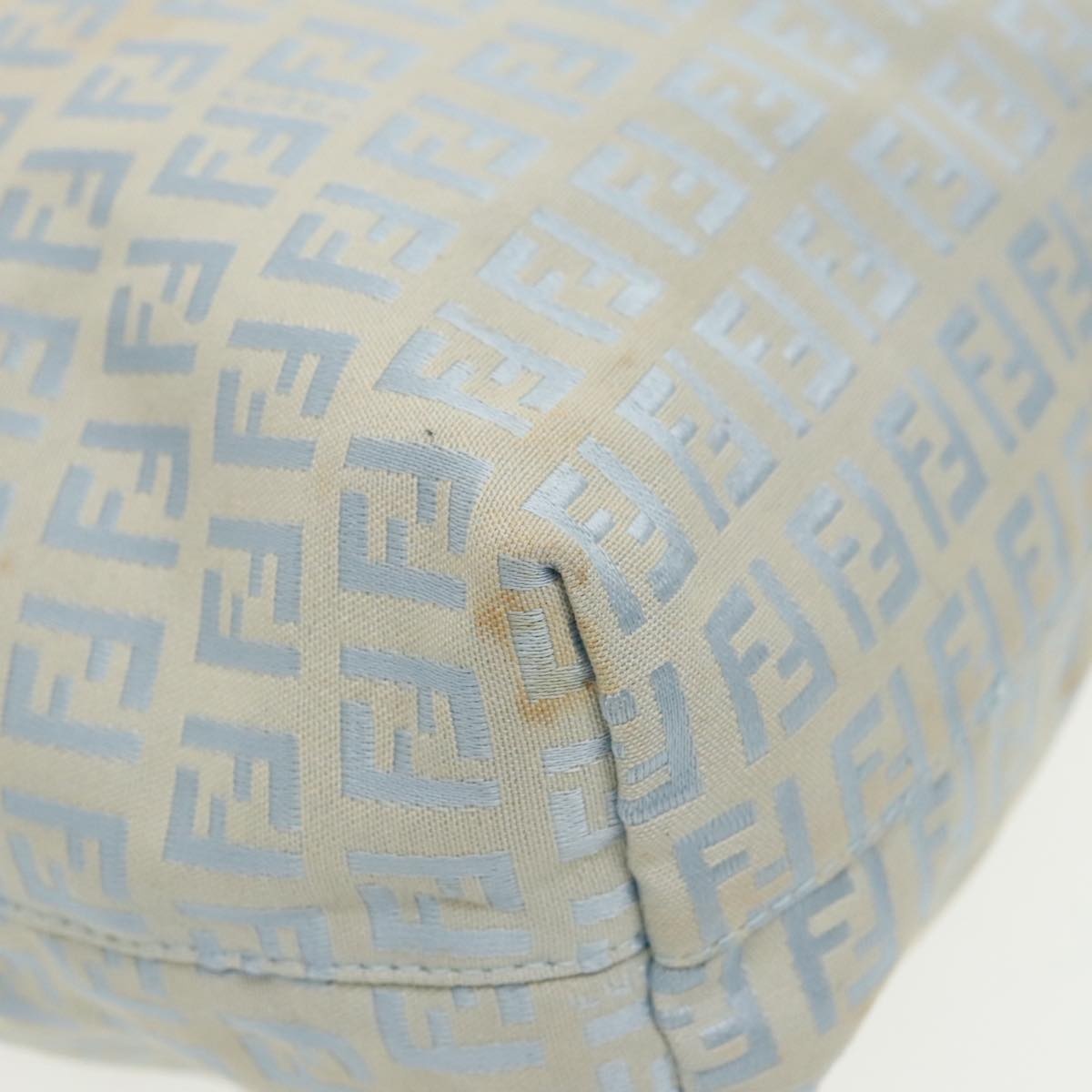 FENDI Zucchino Canvas Tote Bag Light Blue Brown Silver - 15