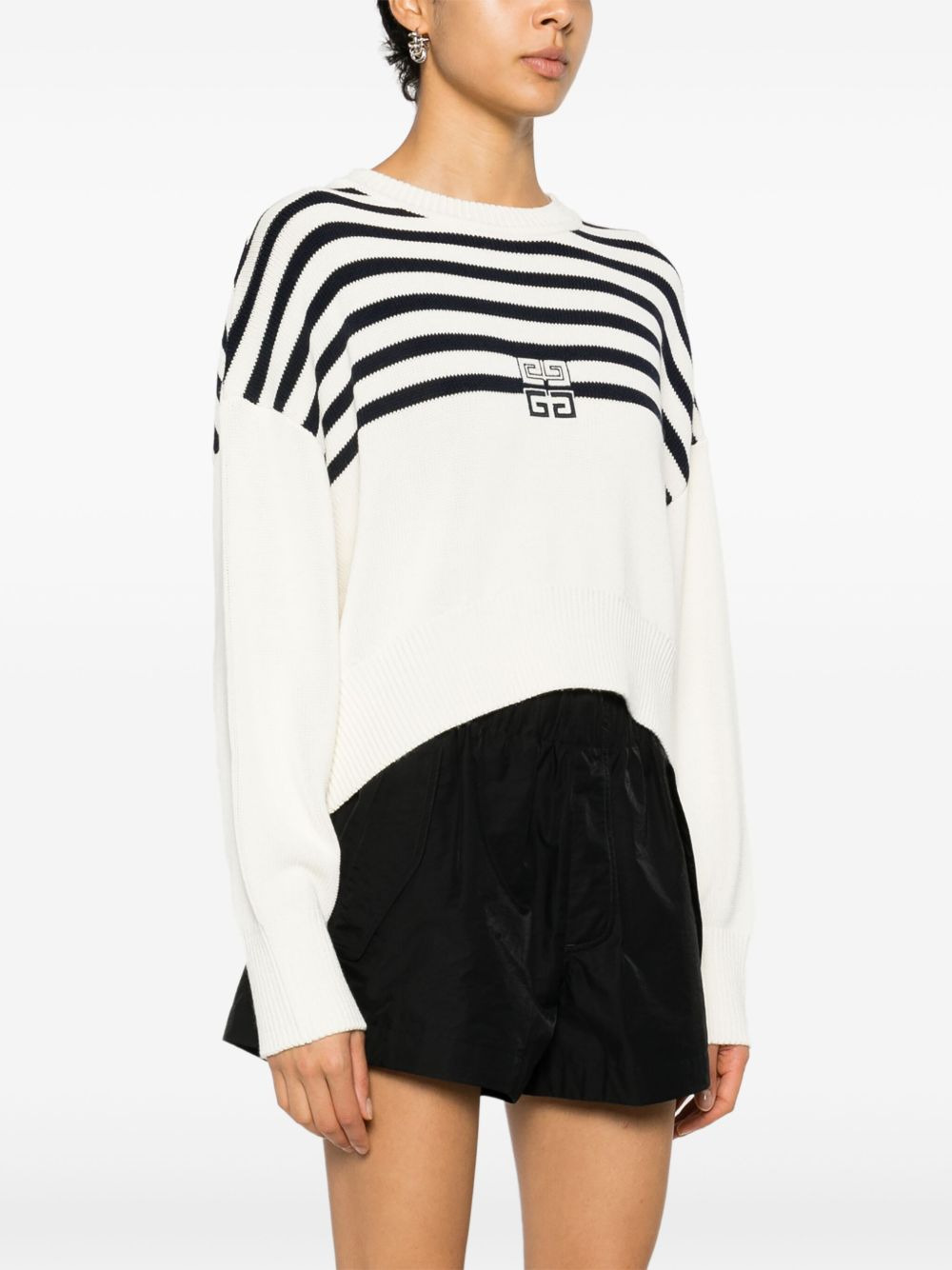 4G-embroidered striped jumper - 3